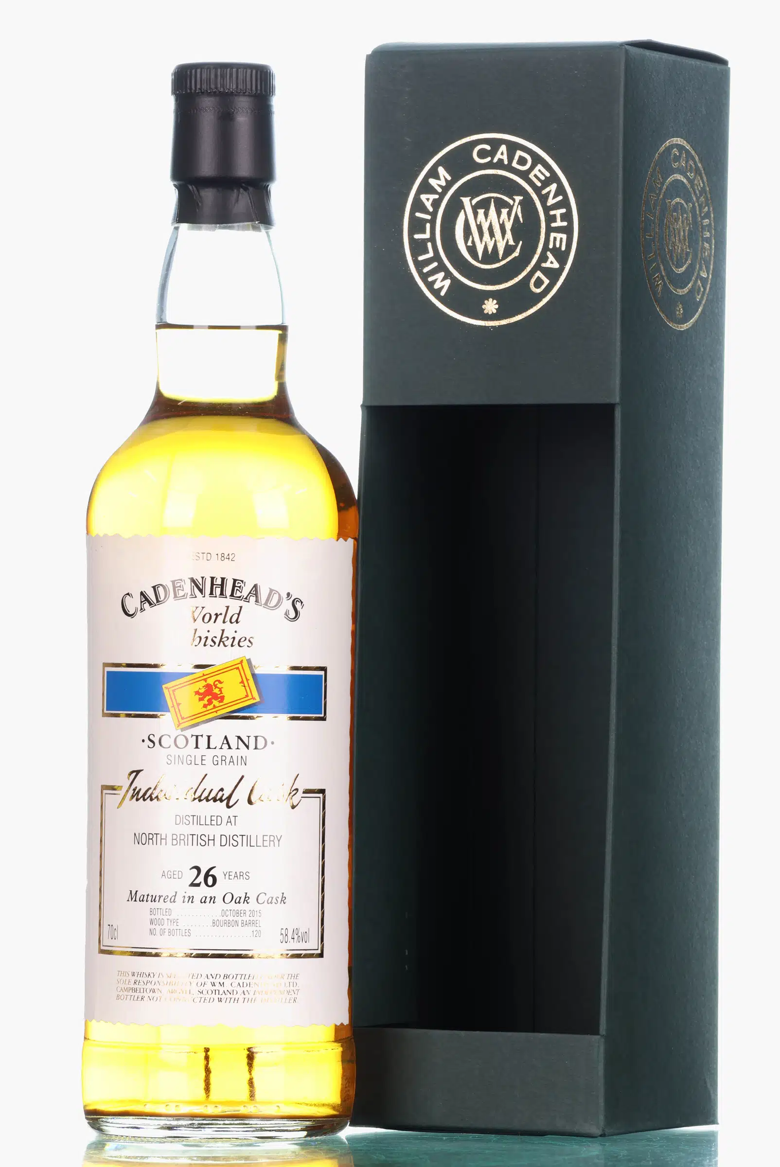North British World Whiskies 26 Year Old, Bourbon Cask, Cask #123, 1988, Cadenhead's, 58.4% whisky bottle