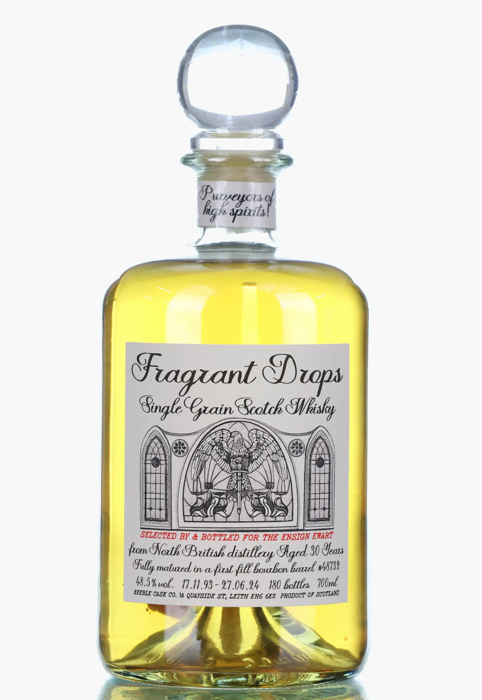 North British Fragrant Drops Ensign Ewart Exclusive 30 Year Old, Bourbon Cask, Cask #48339, 1993, Fragrant Drops, 48.5% whisky bottle
