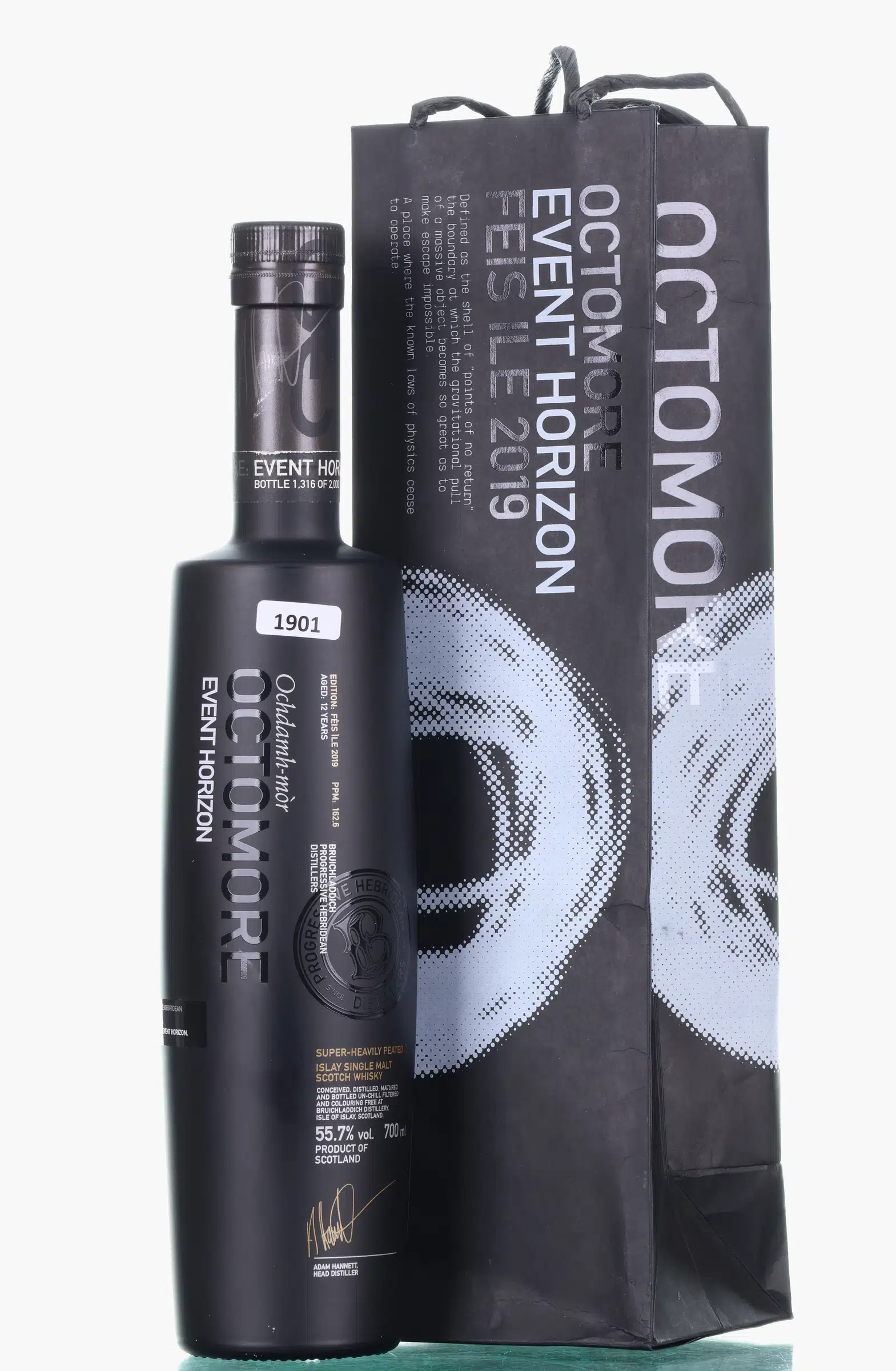 Octomore Event Horizon Feis Ile 2019 12 Year Old, Pedro Ximénez & Oloroso Sherry Cask, 2019, 55.7% whisky bottle