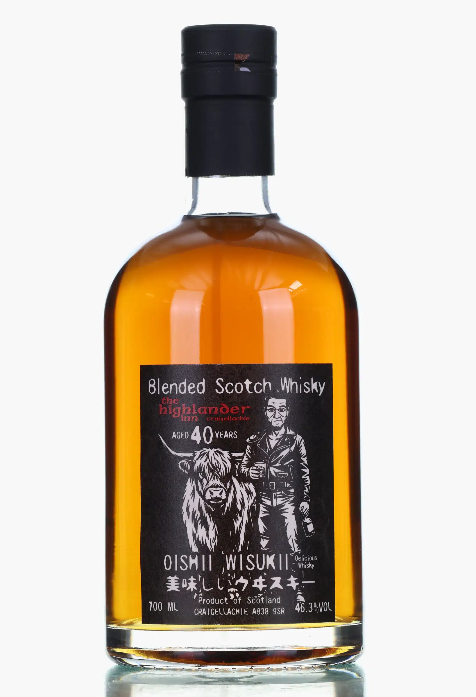 Oishii Wisukii 40 Year Old 2026 The Highlander Inn Blended Scotch Whisky, Sherry Cask, The Highlander Inn, 46.3% whisky bottle