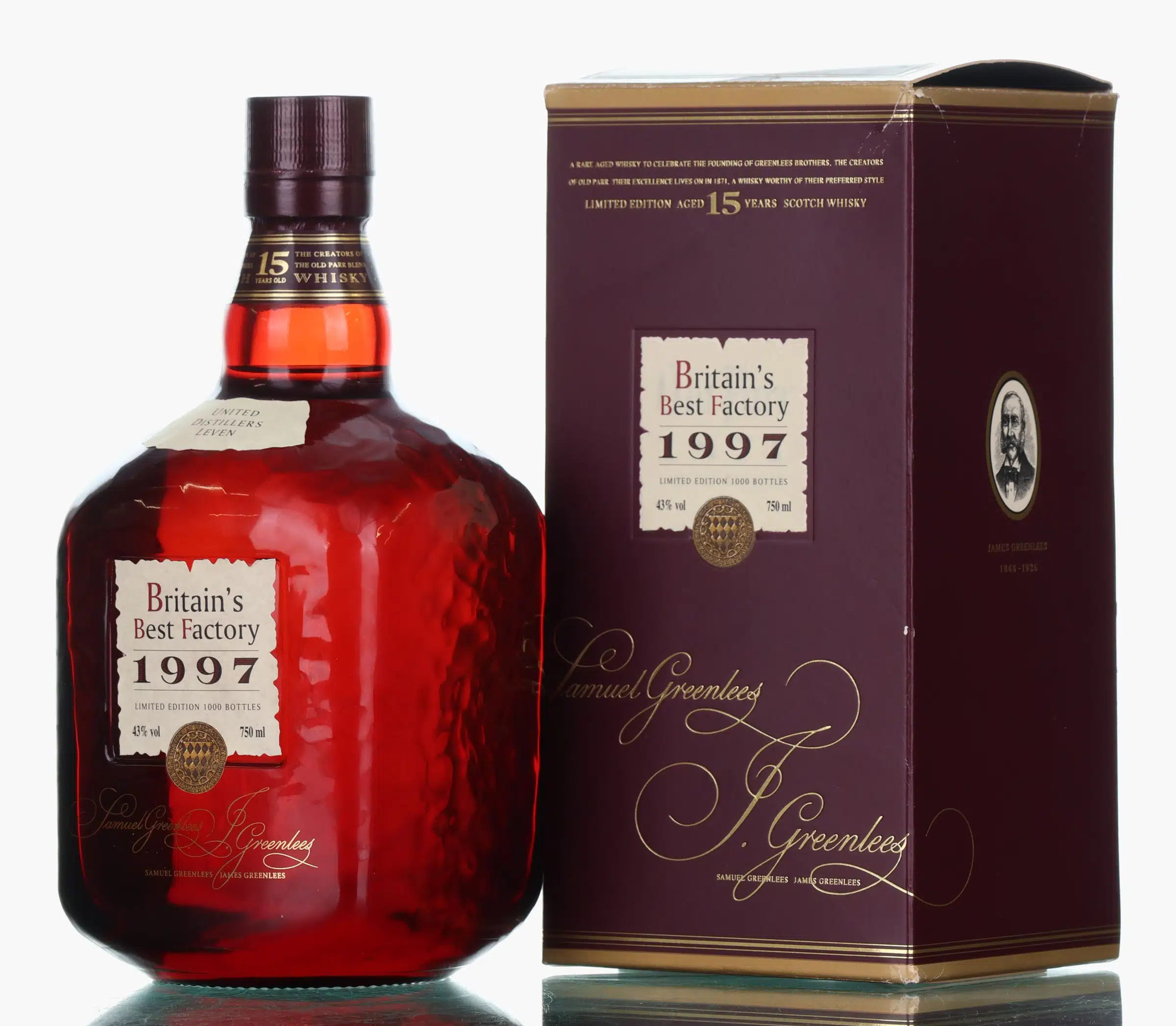Old Parr Britain's Best Factory 15 Year Old, 1997, 43% whisky bottle
