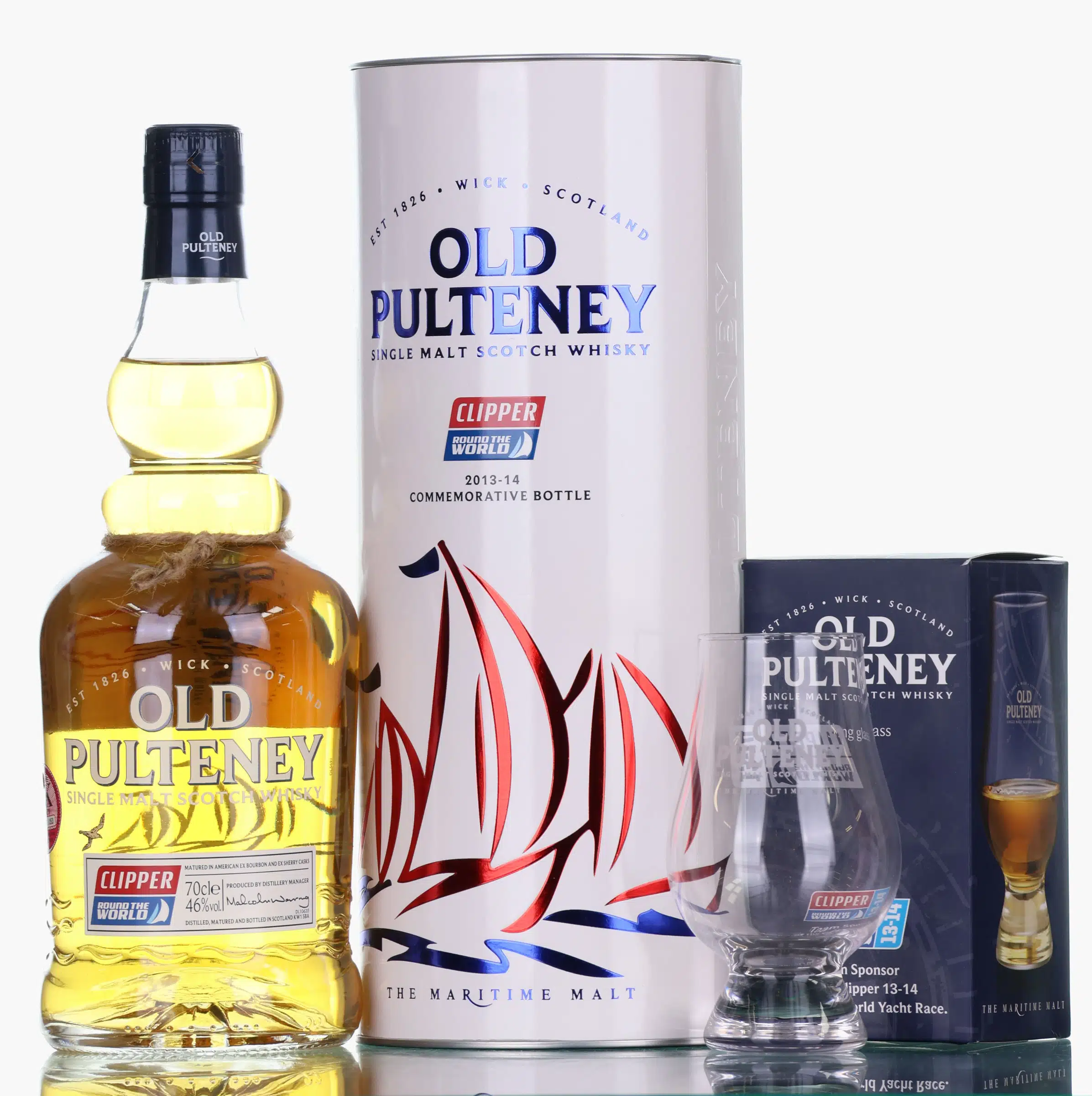 Old Pulteney Clipper Round the World Commemorative Bottle, Bourbon & Sherry Cask, 2014, 46% whisky bottle