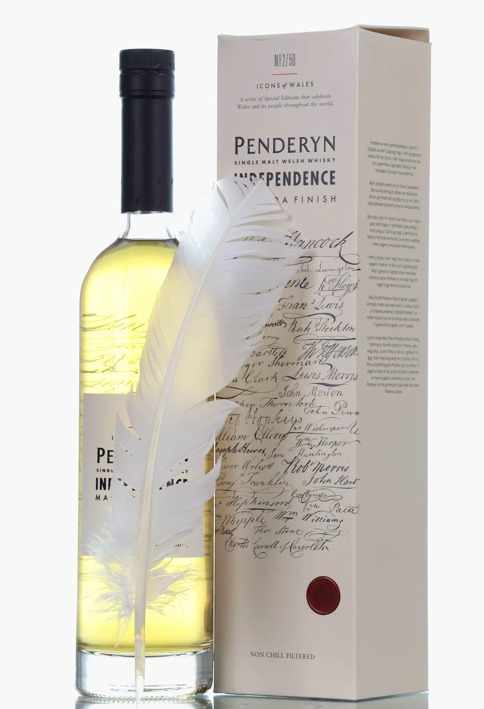 Penderyn Icons of Wales No. 2/50 - Independence, Madeira Cask, Batch No. 2, 2013, 41% whisky bottle
