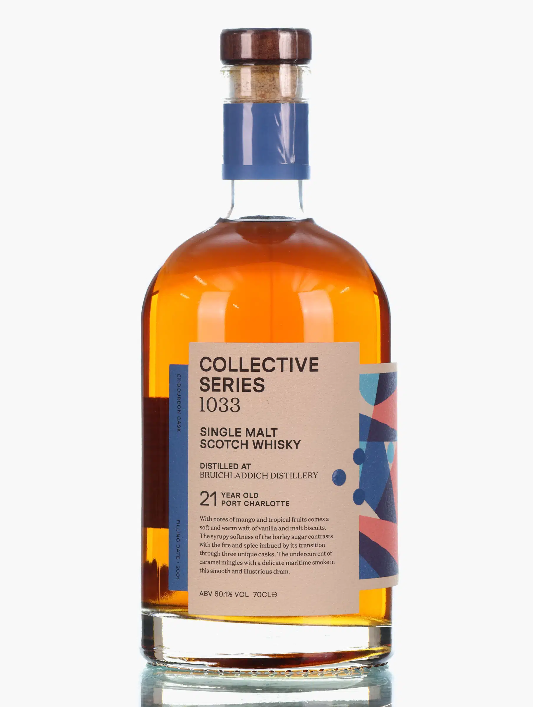 Bruichladdich Port Charlotte Collective Series 1033 21 Year Old, Bourbon & Saint-Julien Red Wine Cask, 2001, Caskshare, 60.1% whisky bottle