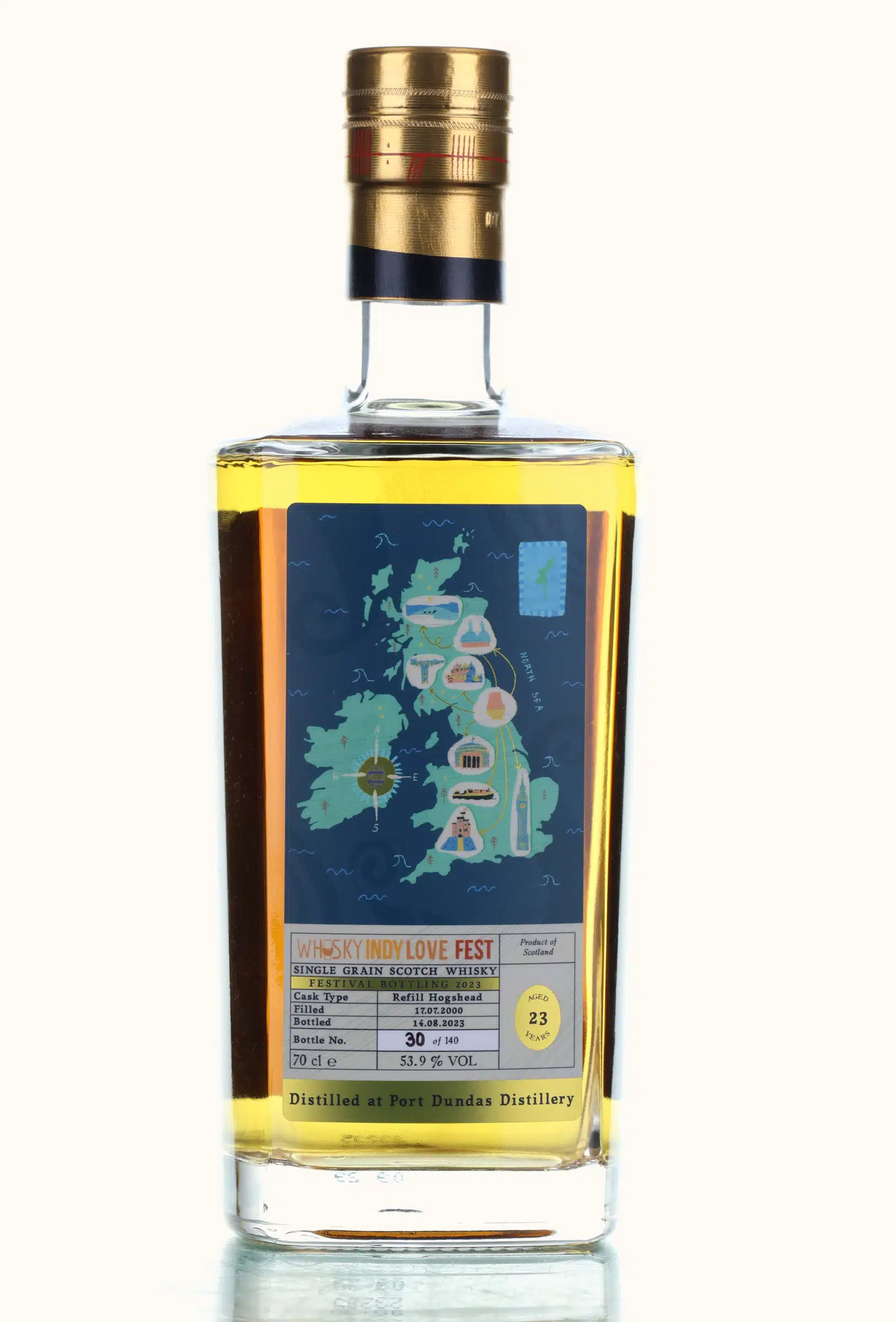 Port Dundas 23 Year Old, Hogshead Cask, 2000, Fib Whisky, 53.9% whisky bottle