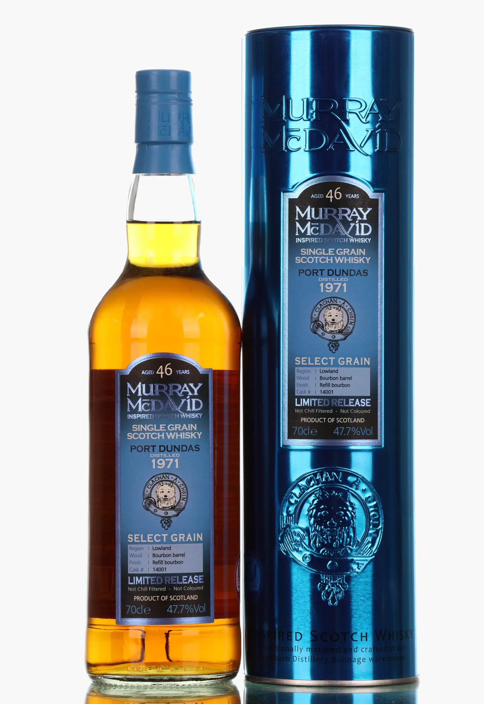 Port Dundas Select Grain 46 Year Old, Bourbon Cask, Cask #14001, 1971, Murray McDavid, 47.7% whisky bottle