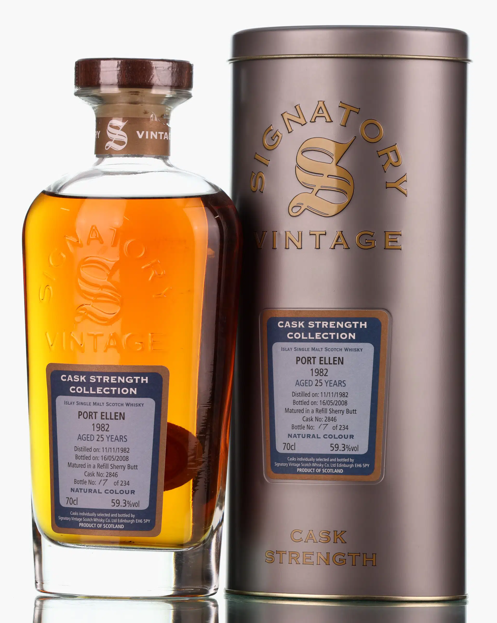 Port Ellen Cask Strength Collection 25 Year Old, Sherry Cask, Cask #2846, 1982, Signatory Vintage, 59.3% whisky bottle