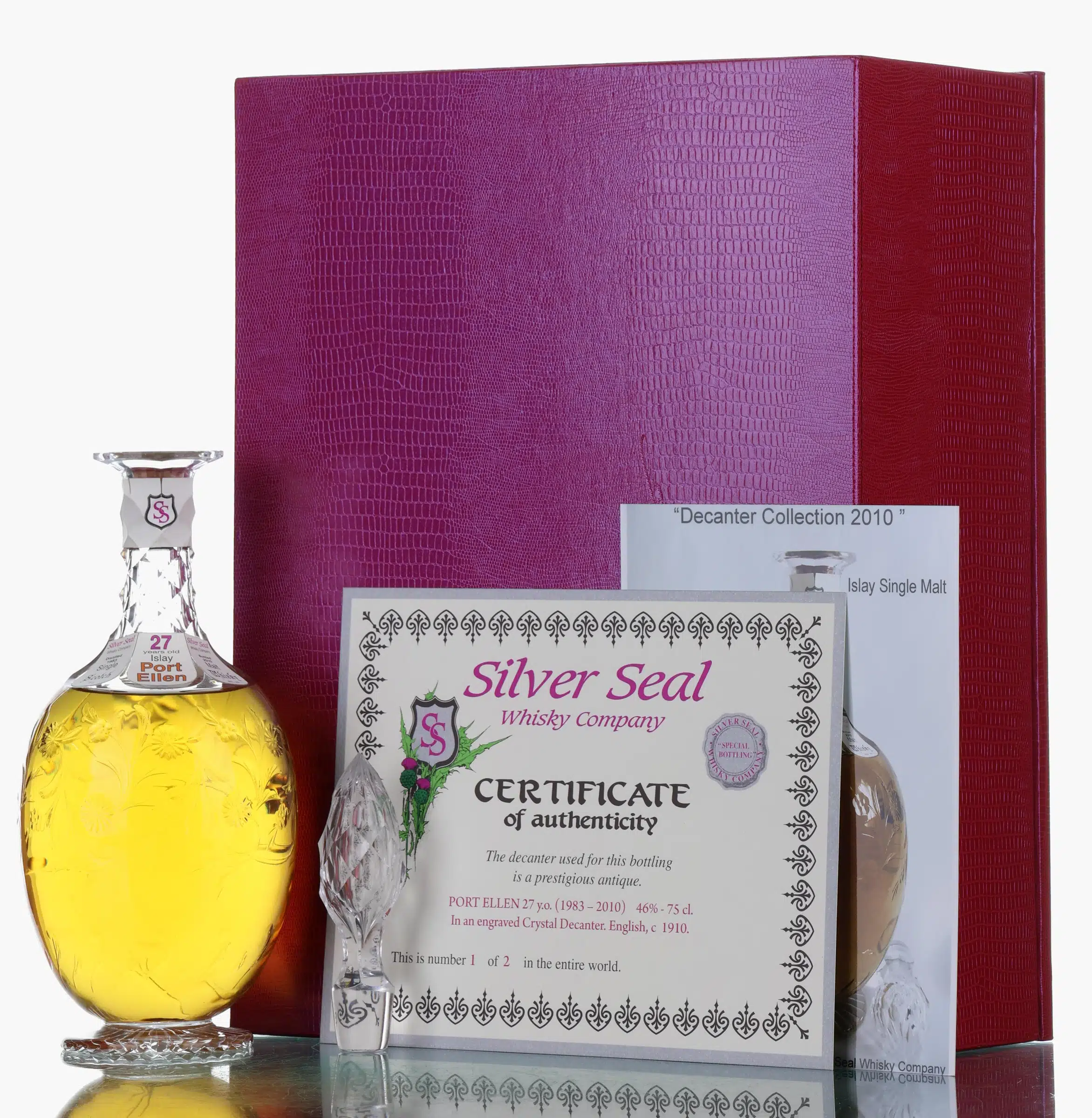 Port Ellen Silver Seal Crystal Decanter (1 of 2) 27 Year Old, 1983, Silver Seal, 46% whisky bottle