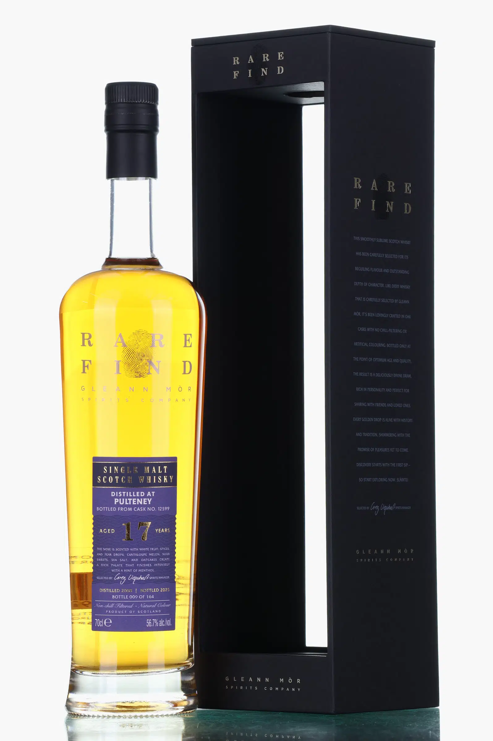 Pulteney Rare Find 17 Year Old, White Port Cask, Cask #12599, 2008, Gleann Mor, 56.7% whisky bottle