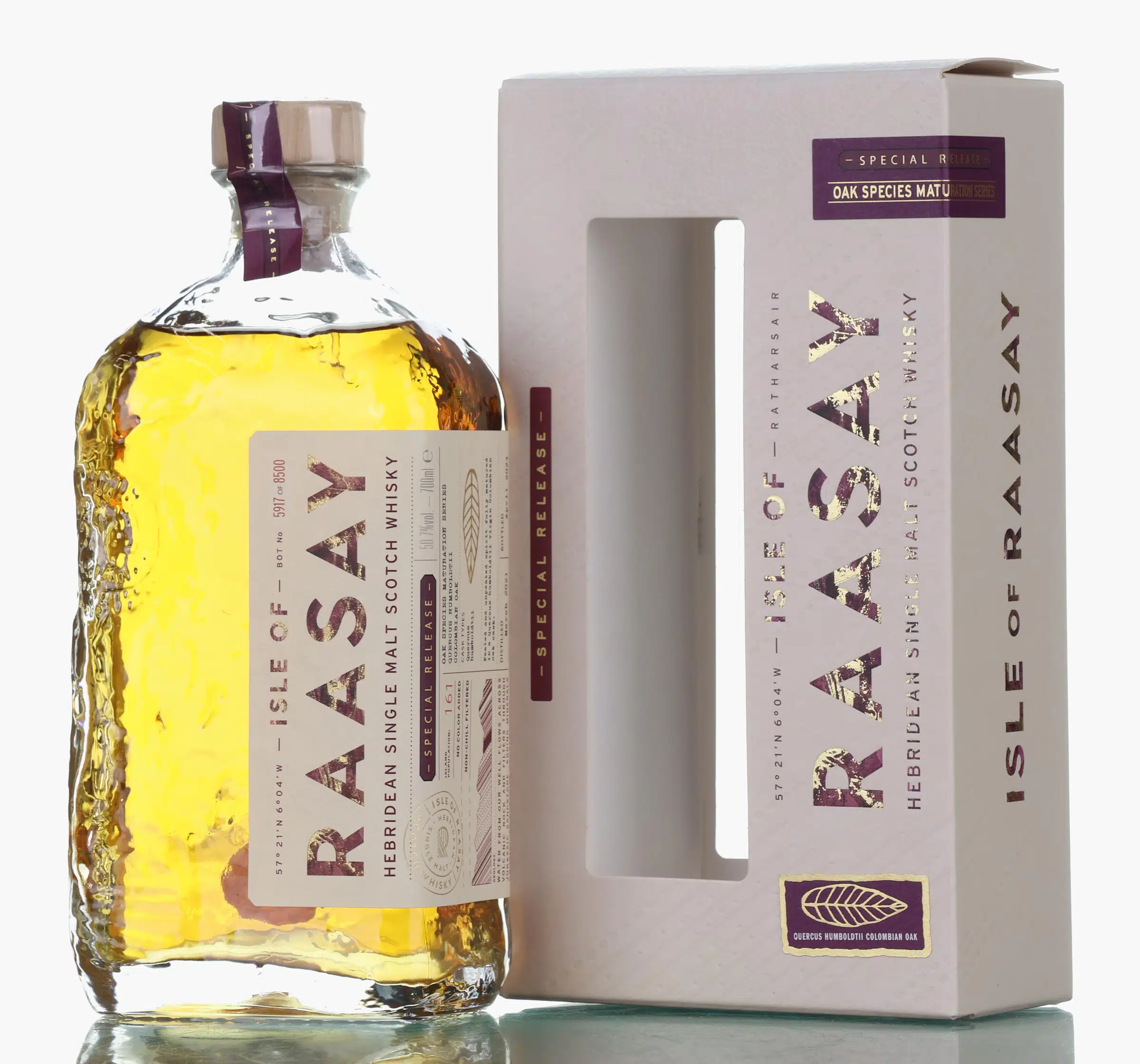 Raasay Oak Species Maturation Series - Colombian Oak 3 Year Old, Virgin Oak Cask, 2021, 2024, 50.7%