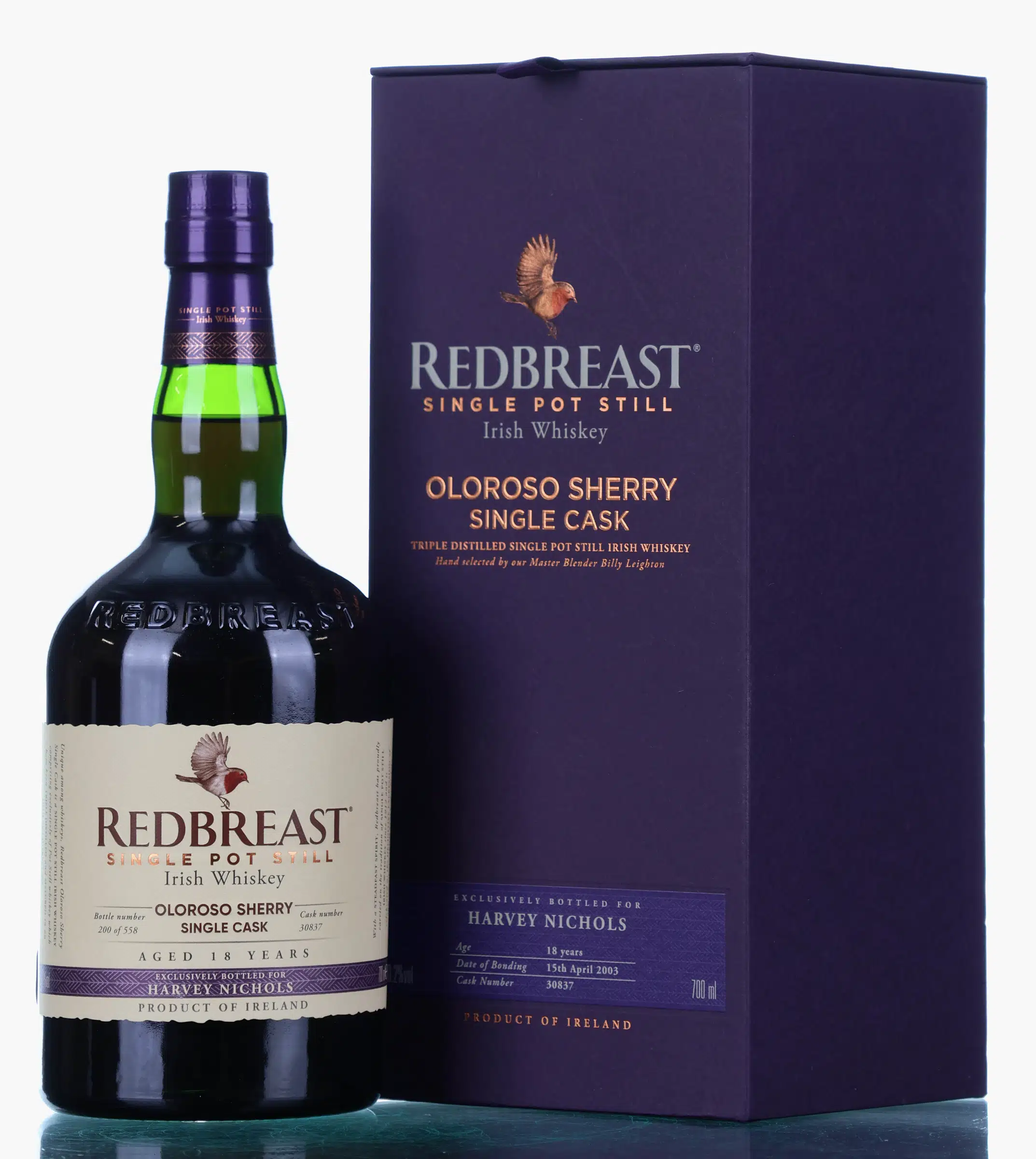 Redbreast Oloroso Sherry Single Cask #18 Year Old, Sherry Cask, Cask #30837, 2022, 60.2% whisky bottle
