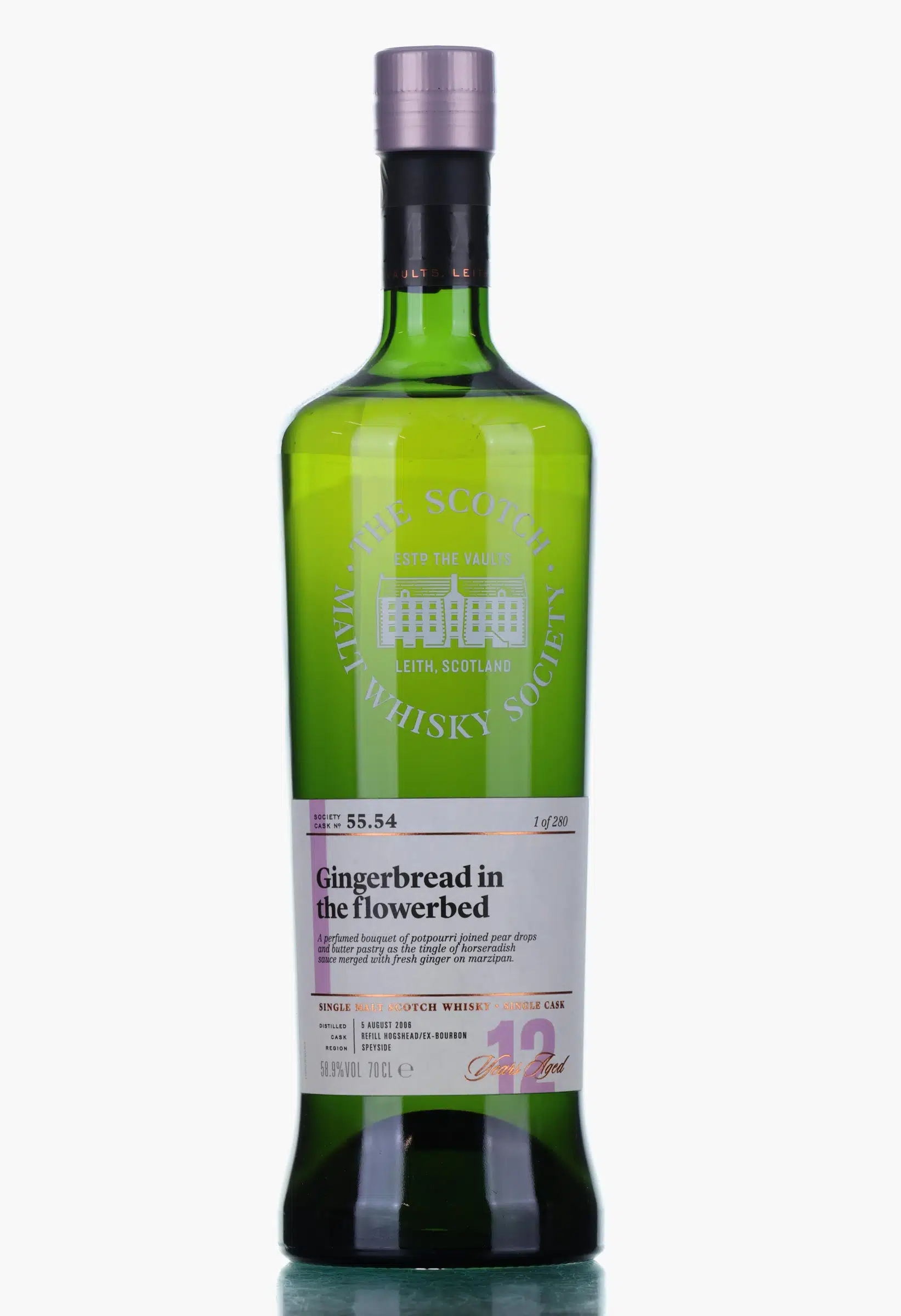 Royal Brackla Gingerbread in the Flowerbread 12 Year Old, Bourbon Cask, Cask #55.54, 2006, The Scotch Malt Whisky Society, 58.9% whisky bottle