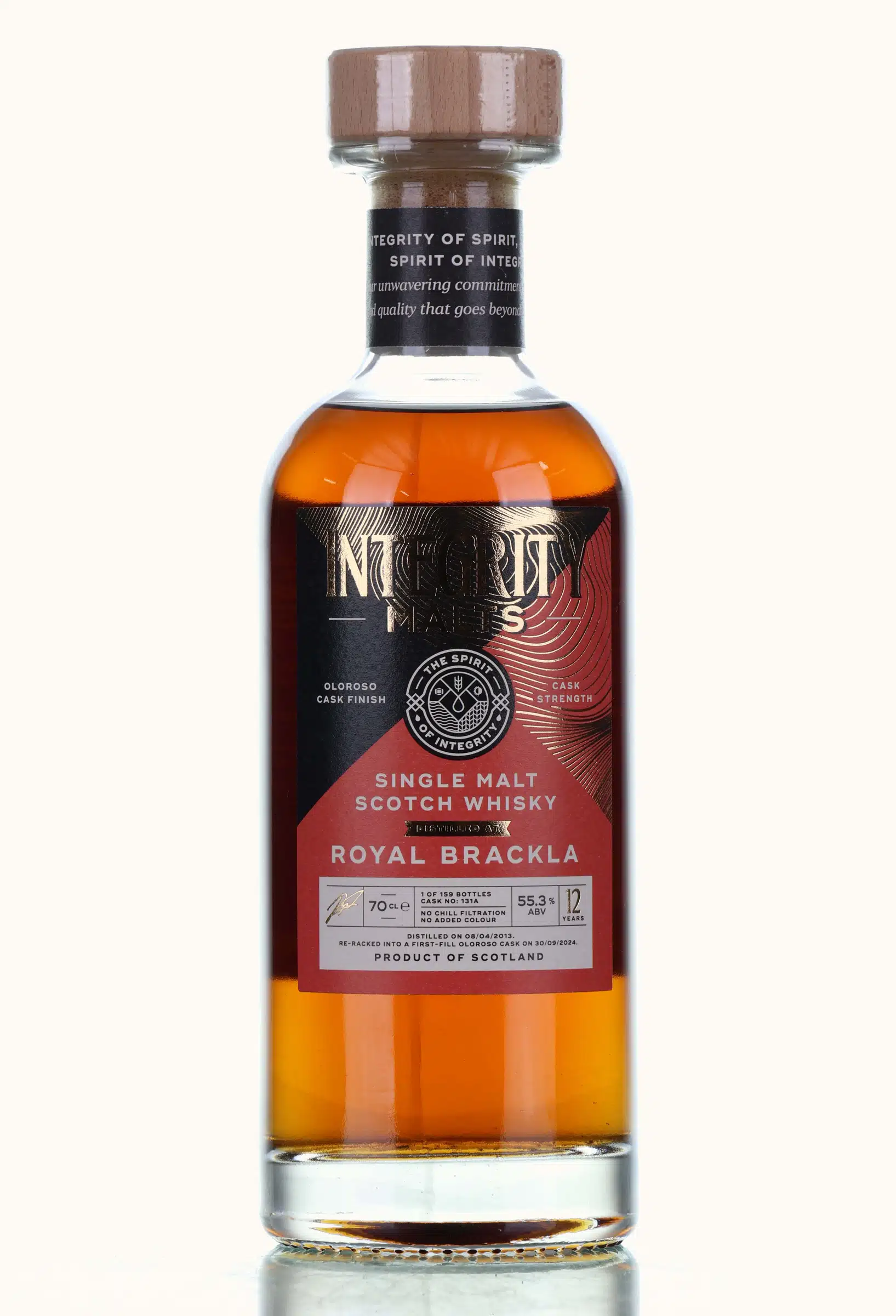 Royal Brackla 12 Year Old Integrity Malts, Bourbon Cask, Sherry Cask Finish, Cask #131A, 2013, Integrity Malts, 55.3% whisky bottle