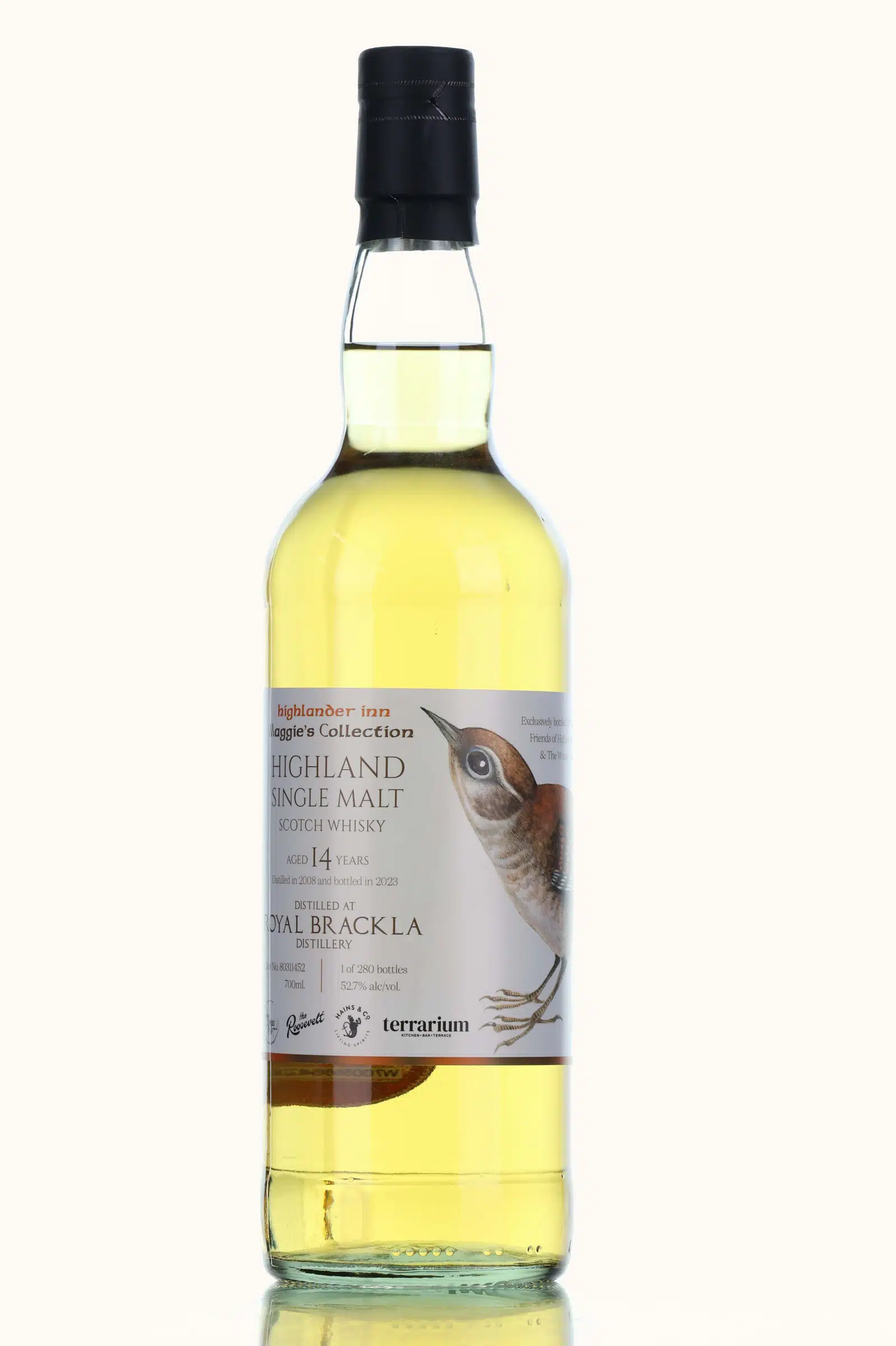 Royal Brackla Maggie's Collection 14 Year Old, Hogshead Cask, Cask #80311452, 2008, Highlander Inn, 52.7% whisky bottle