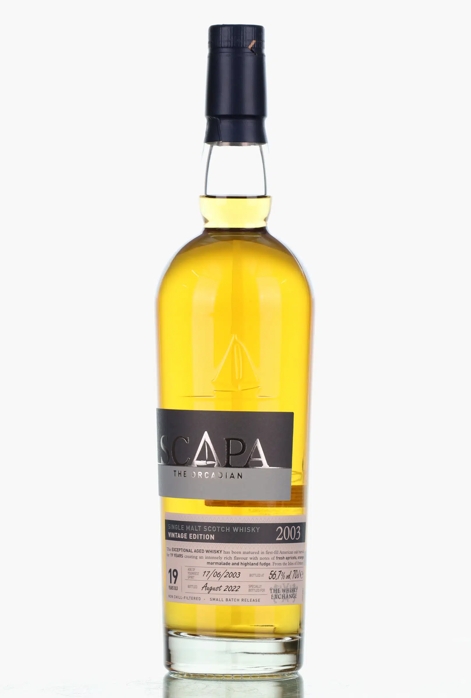 Scapa Exclusive to The Whisky Exchange 19 Year Old, First-fill American Oak Cask, 2022, 56.7% whisky bottle