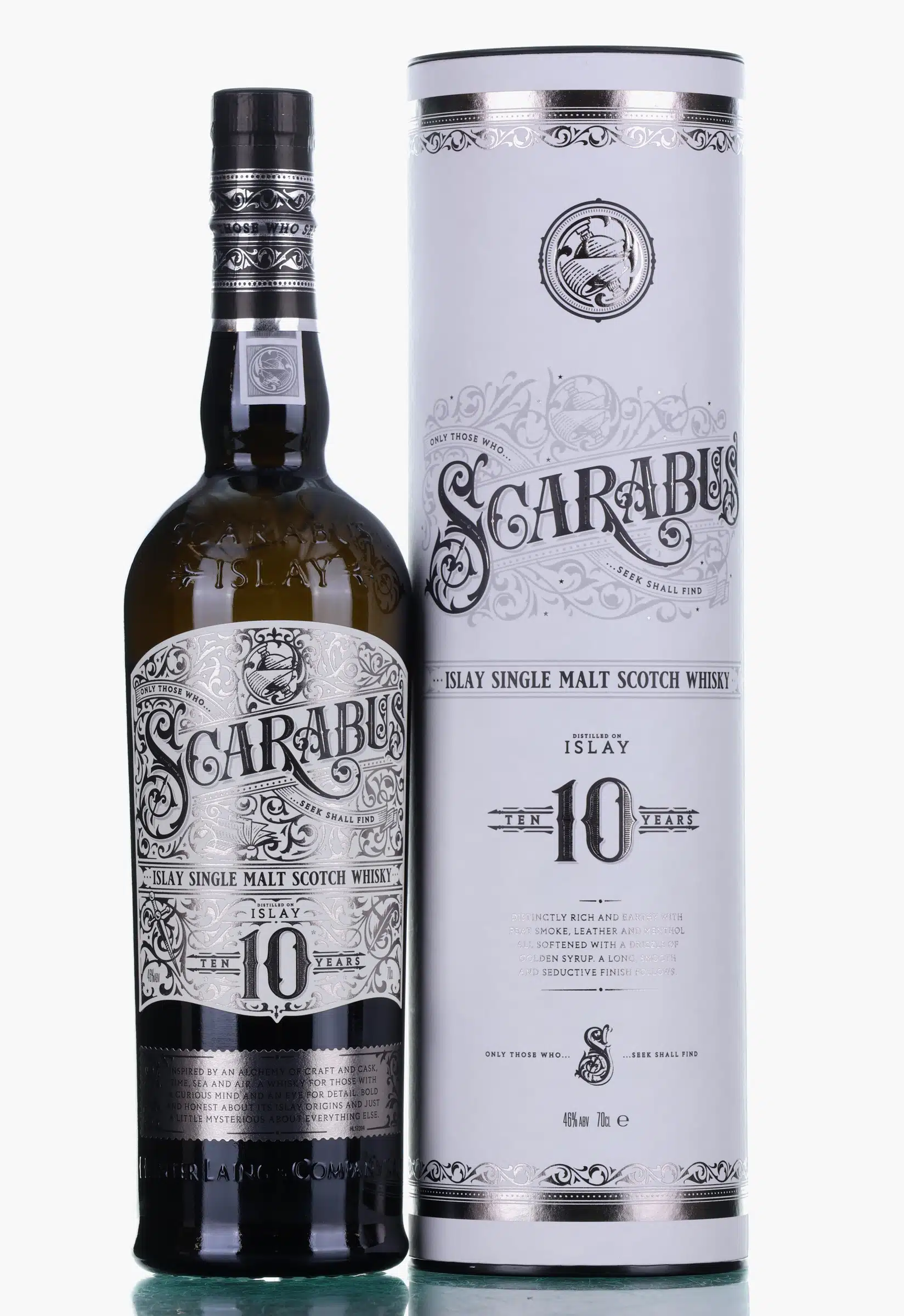 Scarabus Islay Single Malt 10 Years Old, Refill, Ex-Bourbon & Virgin American Oak Cask, 2010, Hunter Laing, 46% whisky bottle