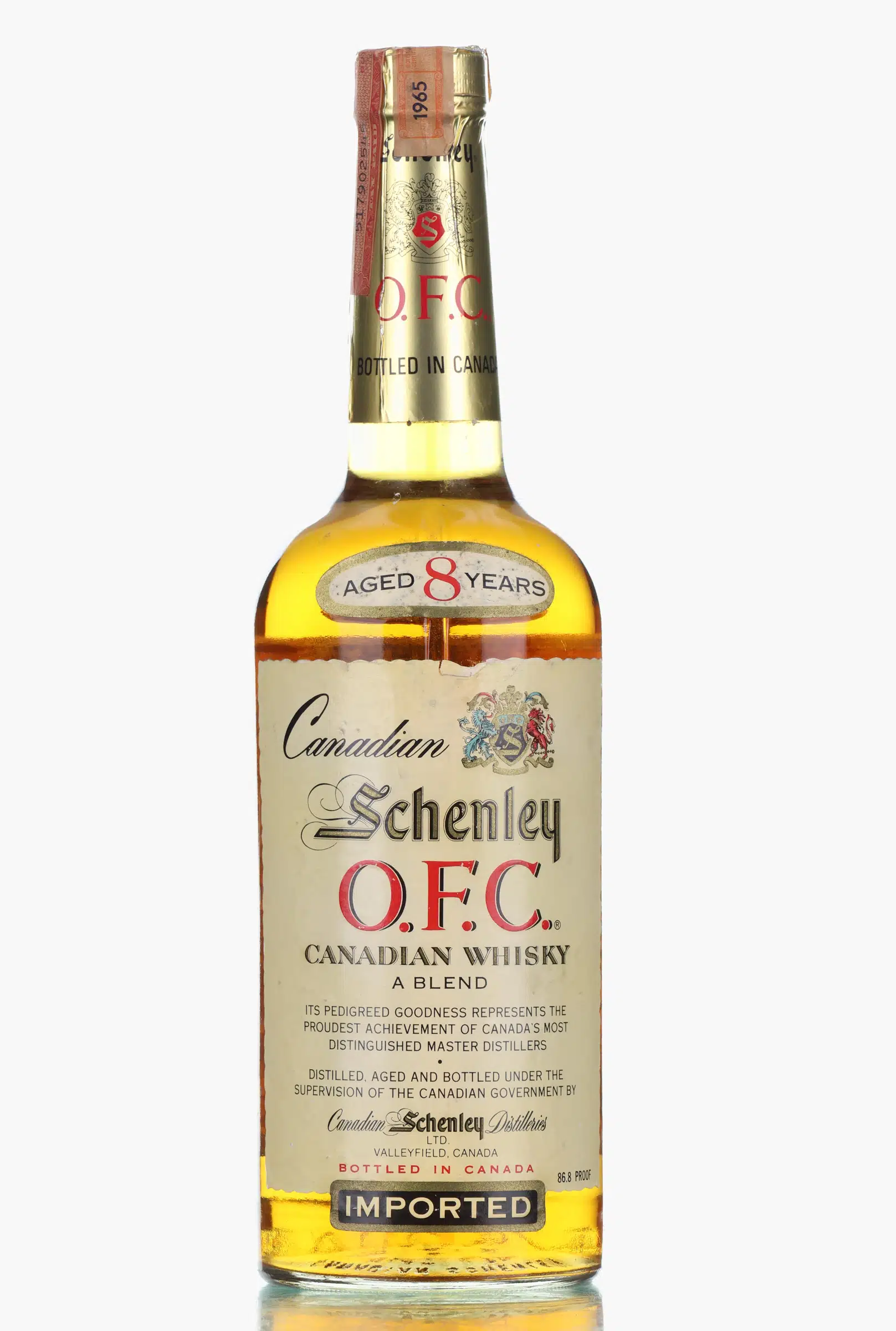 Schenley O.F.C. 8 Year Old, 1973, 43.4% whisky bottle