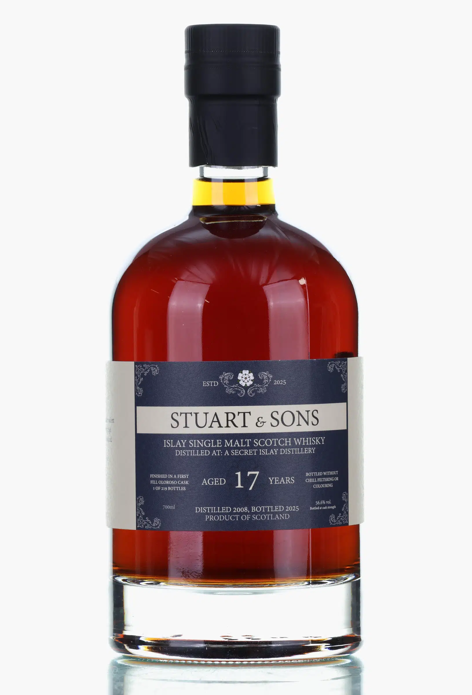 Laphroaig Secret Islay 17 Year Old, Bourbon & Oloroso Cask, Cask #68, 2008, Stuart & Sons, 56.6% whisky bottle