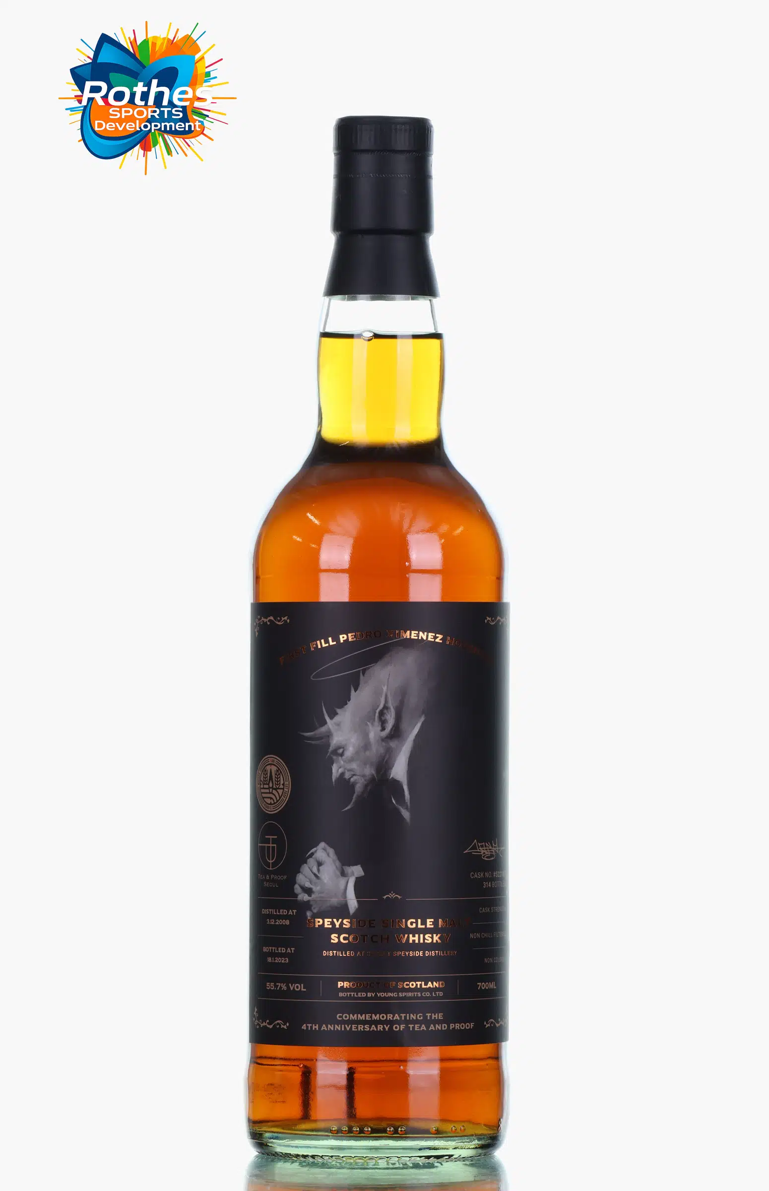 Secret Speyside Tea & Proof Exclusive 14 Year Old, Pedro Ximénez Hogshead Cask, Cask #522107, 2008, Young Spirits Co. Ltd, 55.7% whisky bottle