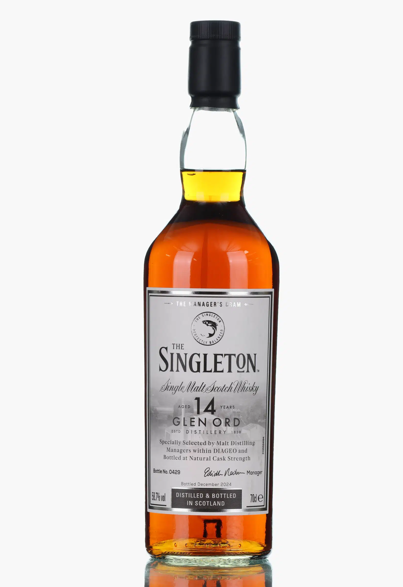 Glen Ord Singleton of Glen Ord The Manager's Dram 14 Year Old, Bourbon & European Oak & Pyrenean Oak & Spanish Oak Cask, 2024, 58.7% whisky bottle