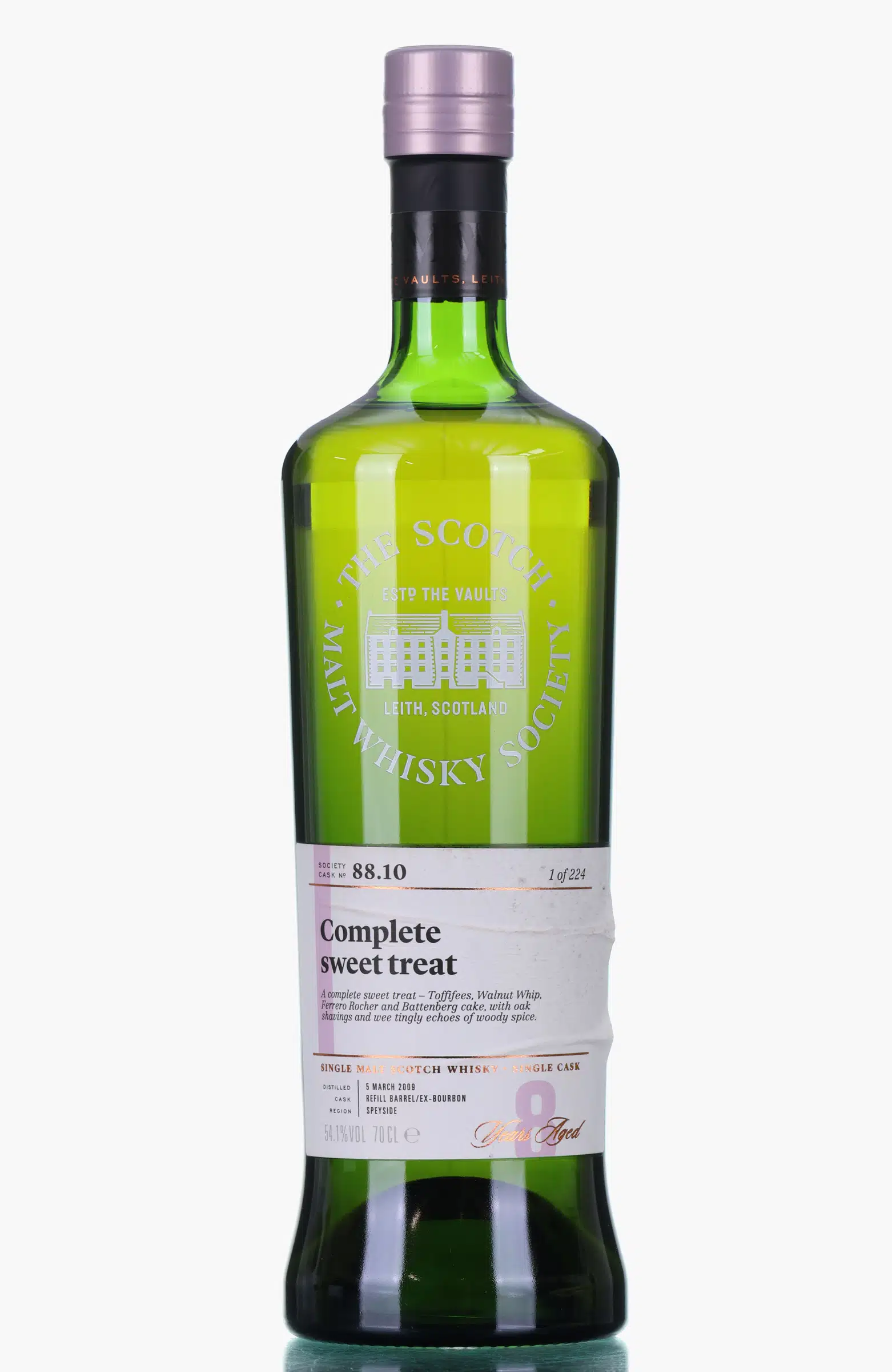 Speyburn Complete Sweet Treat 8 Year Old, Refill Ex-Bourbon Cask, Cask #88.10, 2009, The Scotch Malt Whisky Society, 54.1% whisky bottle