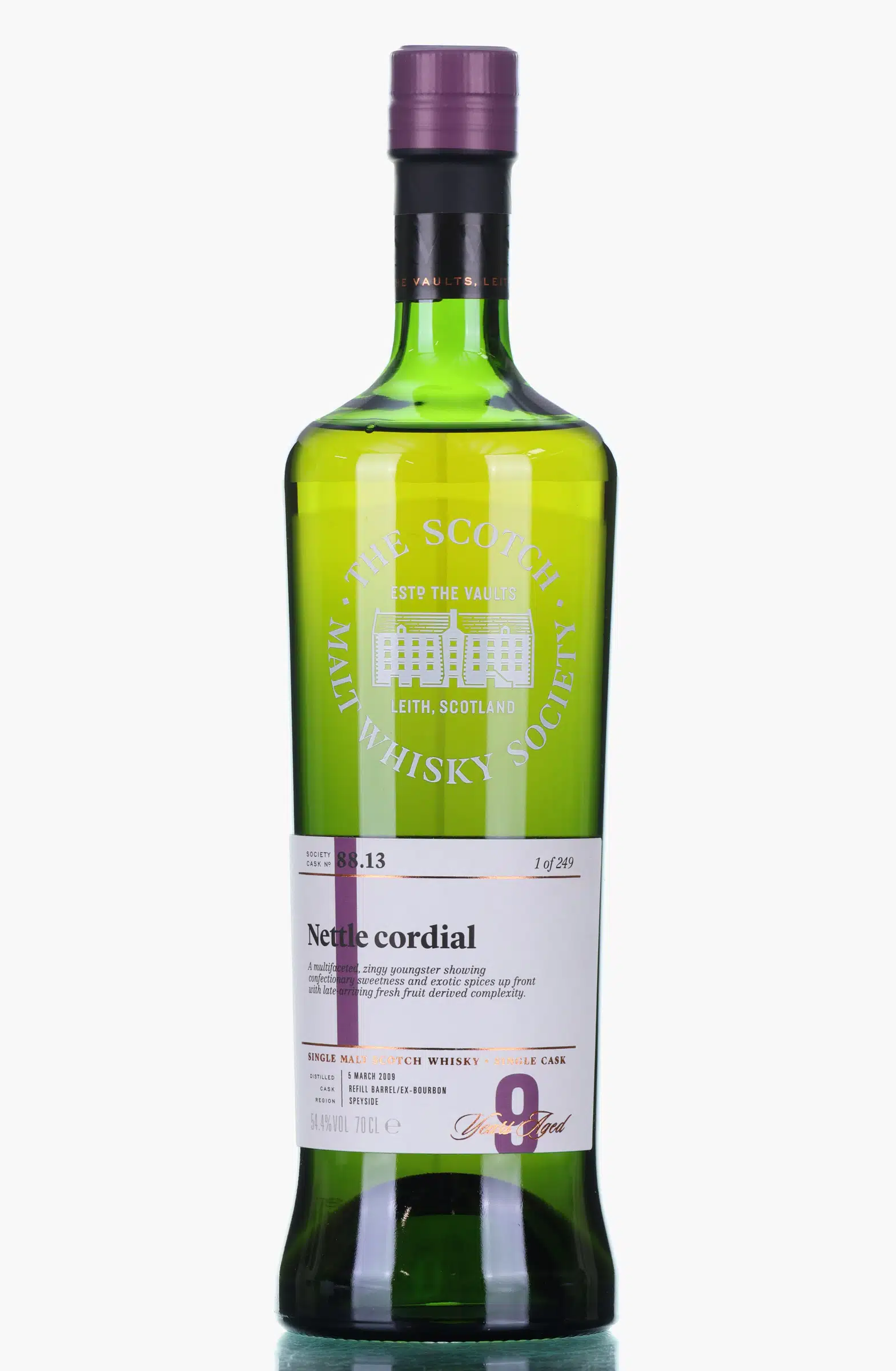 Speyburn Nettle Cordial 9 Year Old, Bourbon Cask, Cask #88.13, 2009, The Scotch Malt Whisky Society, 54.4% whisky bottle