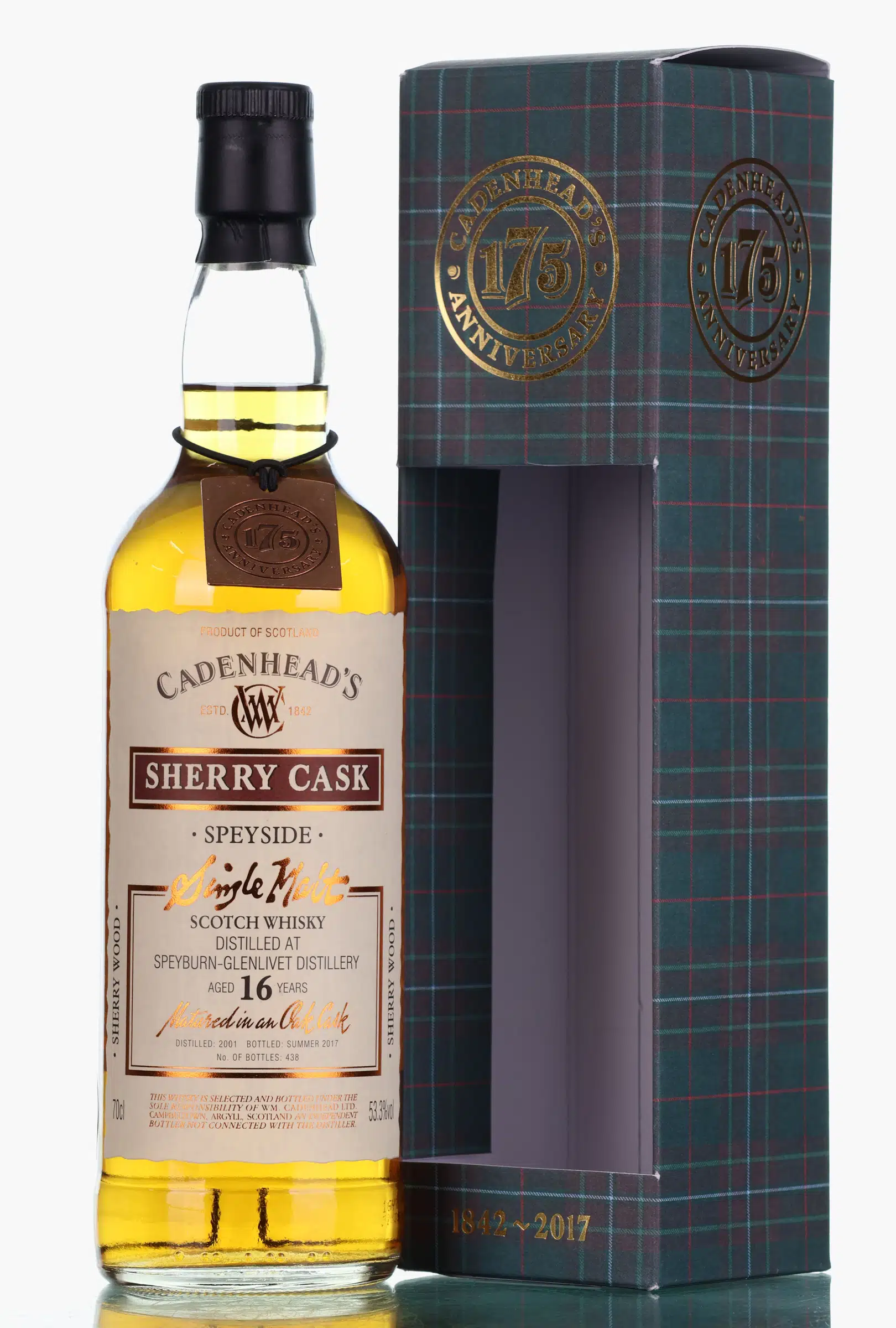 Speyburn 16 Year Old, Sherry Cask, 2001, Cadenhead's, 53.3% whisky bottle