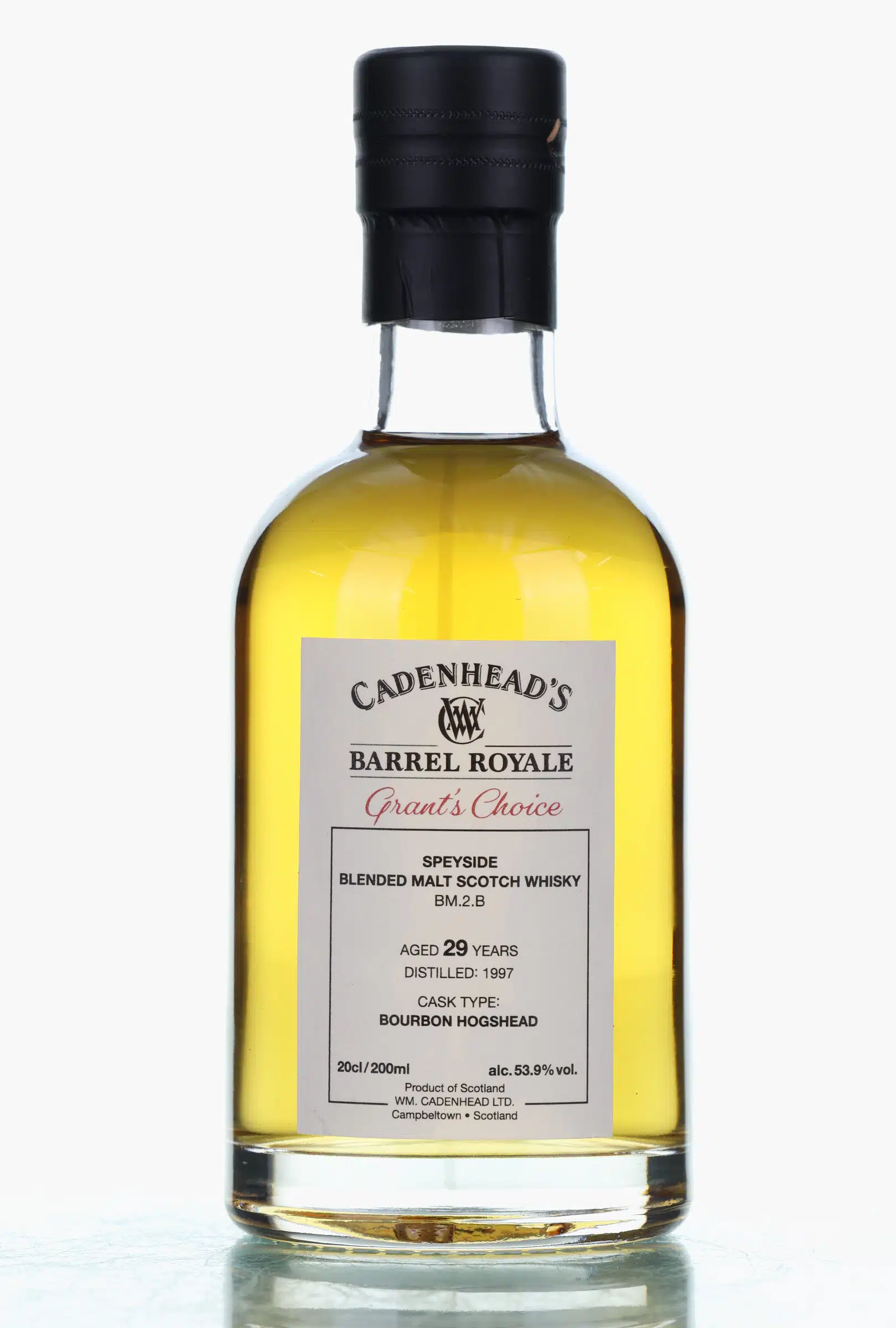 Blended Malt Barrel Royale 29 Year Old, Bourbon Hogshead Cask, Batch No. BM.2.B, 1997, Cadenhead's, 53.9% whisky bottle