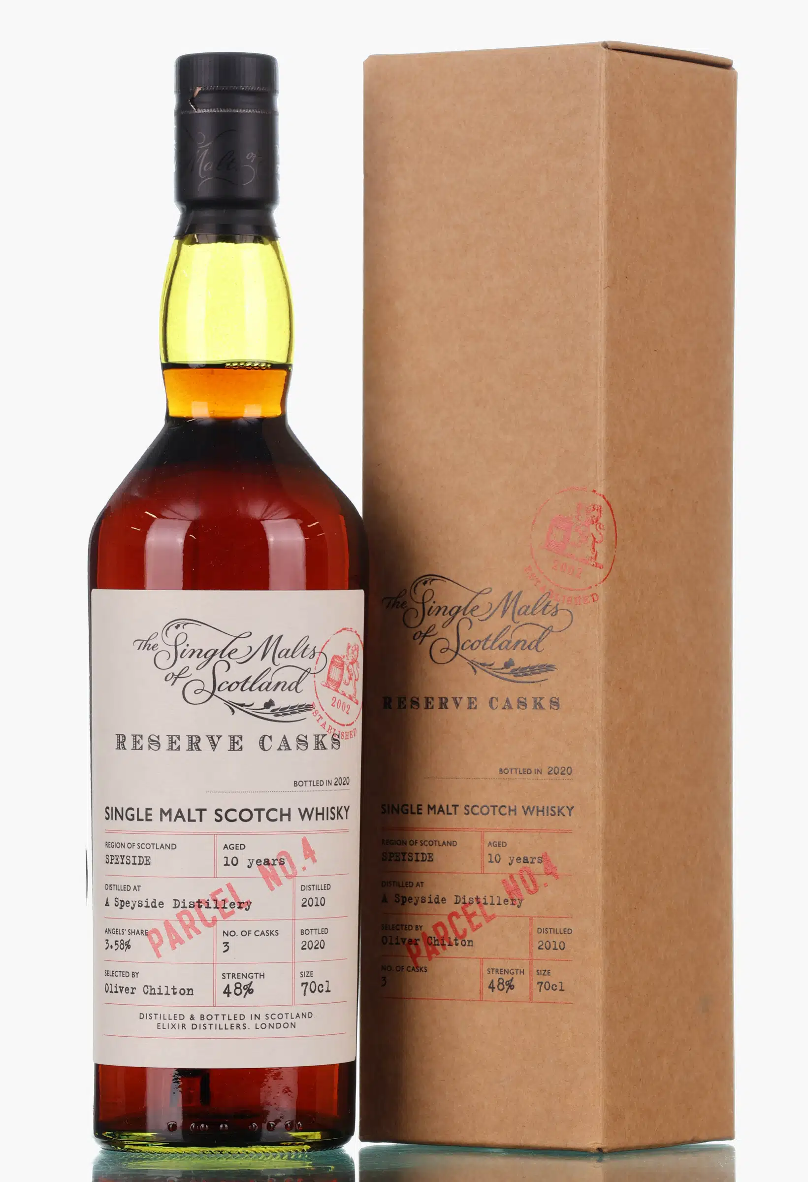Secret Speyside Reserve Cask 10 Year Old, Sherry Cask, Parcel No. 4, 2010, Elixir Distillers, 48% whisky bottle
