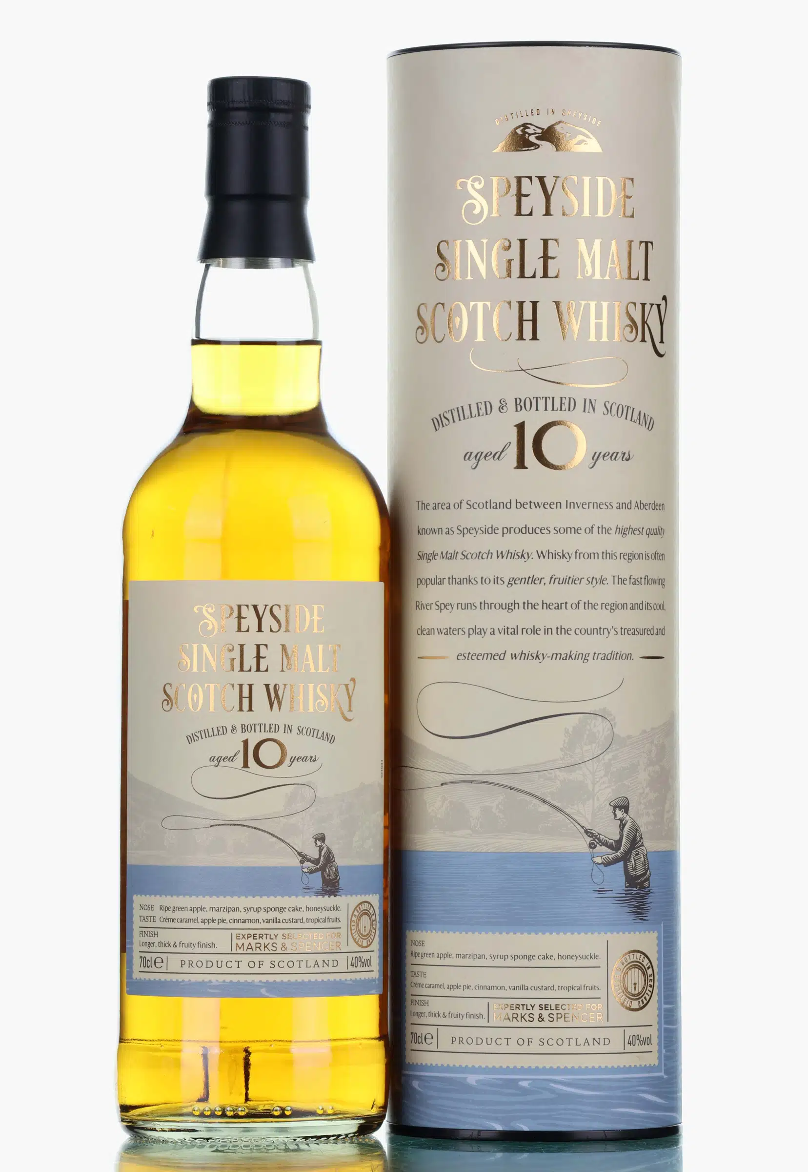 Speyside Single Malt Scotch Whisky 10 Year Old, Oak Cask, 40% whisky bottle