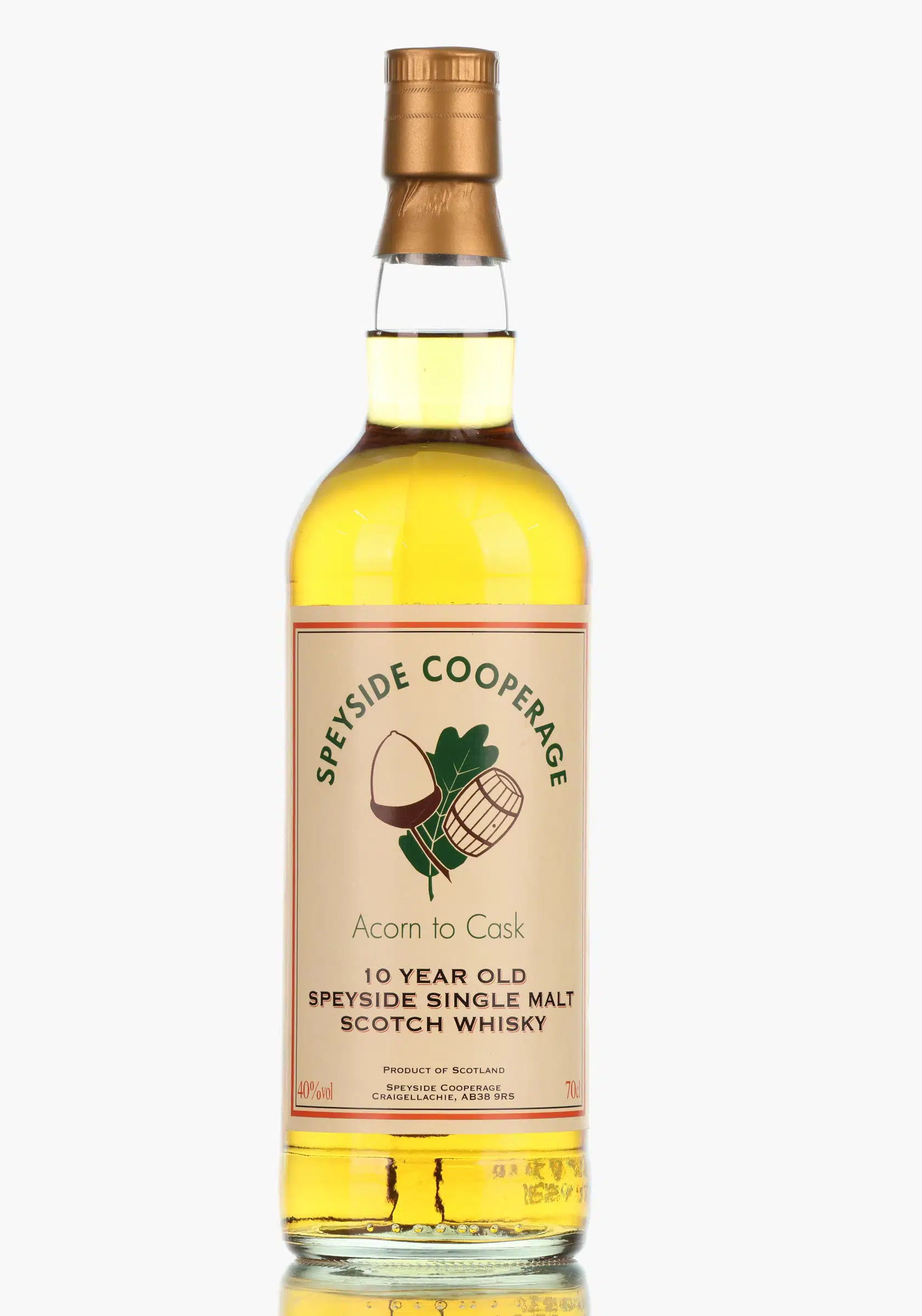 Undisclosed Speyside Acorn to Cask 10 Year Old, Speyside Cooperage, 40% whisky bottle