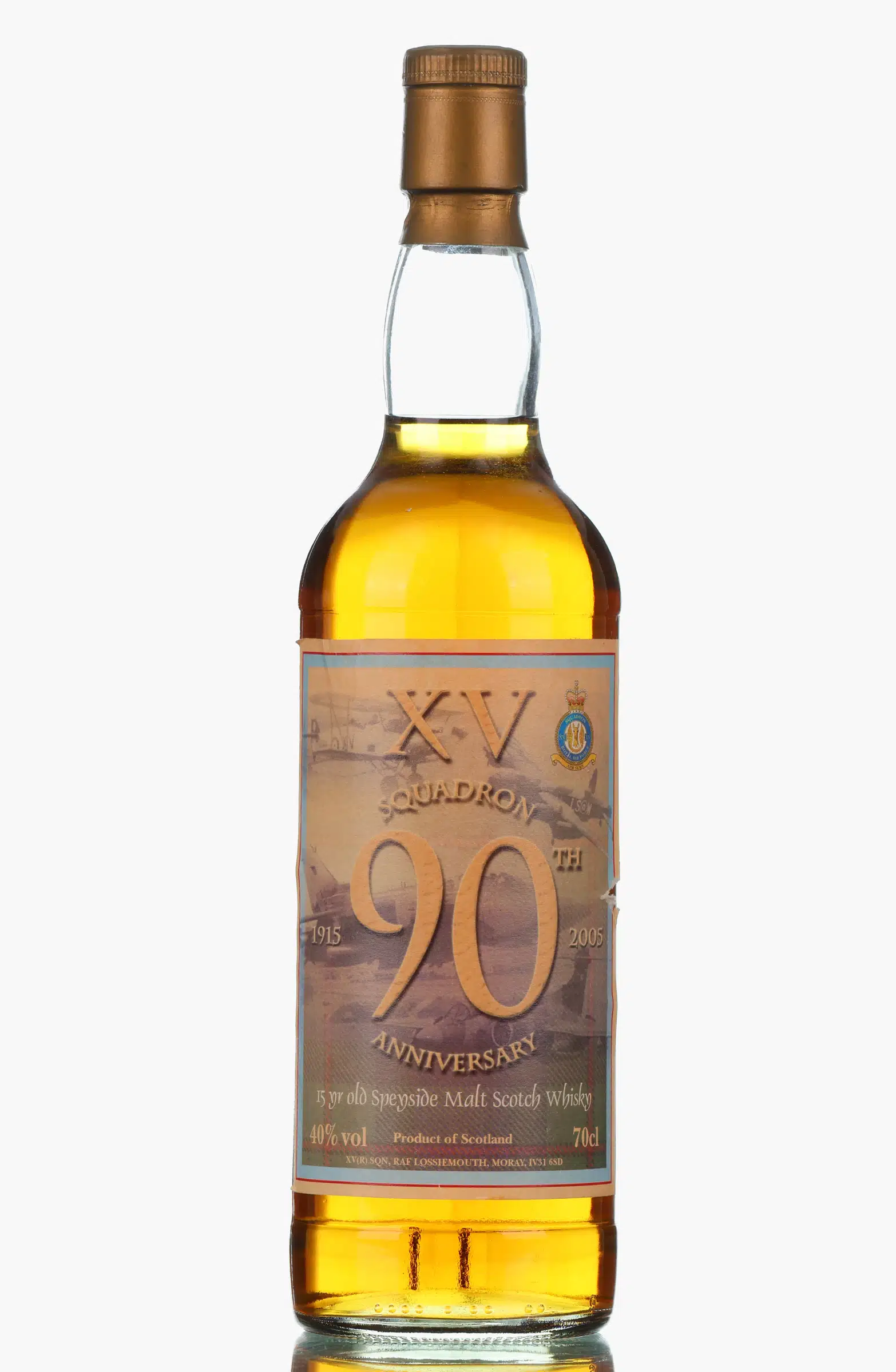 XV Squadron 90th Anniversary 15 Year Old, 2005, 40% whisky bottle