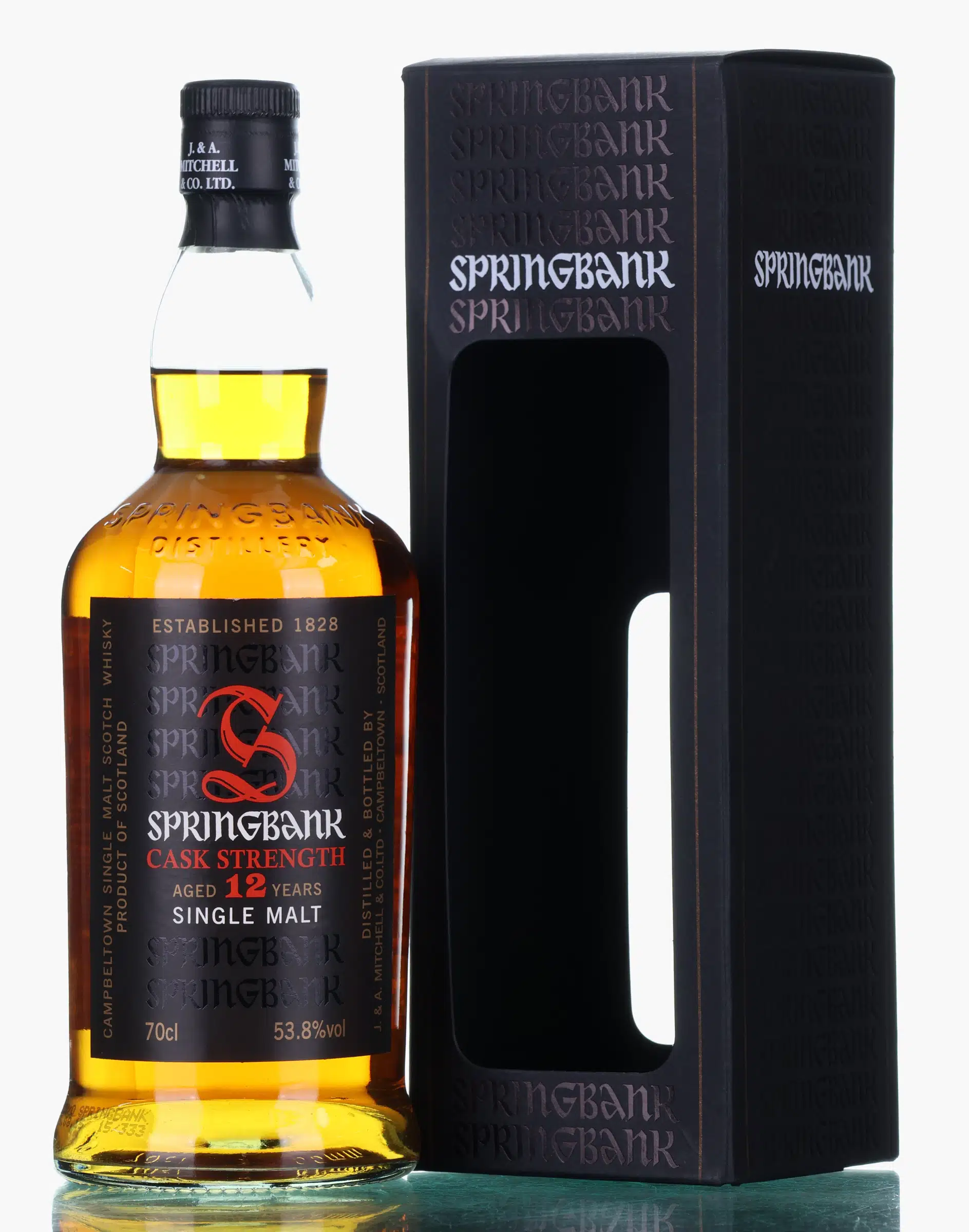Springbank Cask Strength 12 Year Old, Sherry & Bourbon Cask, Batch No. 11, 2015, 53.8% whisky bottle