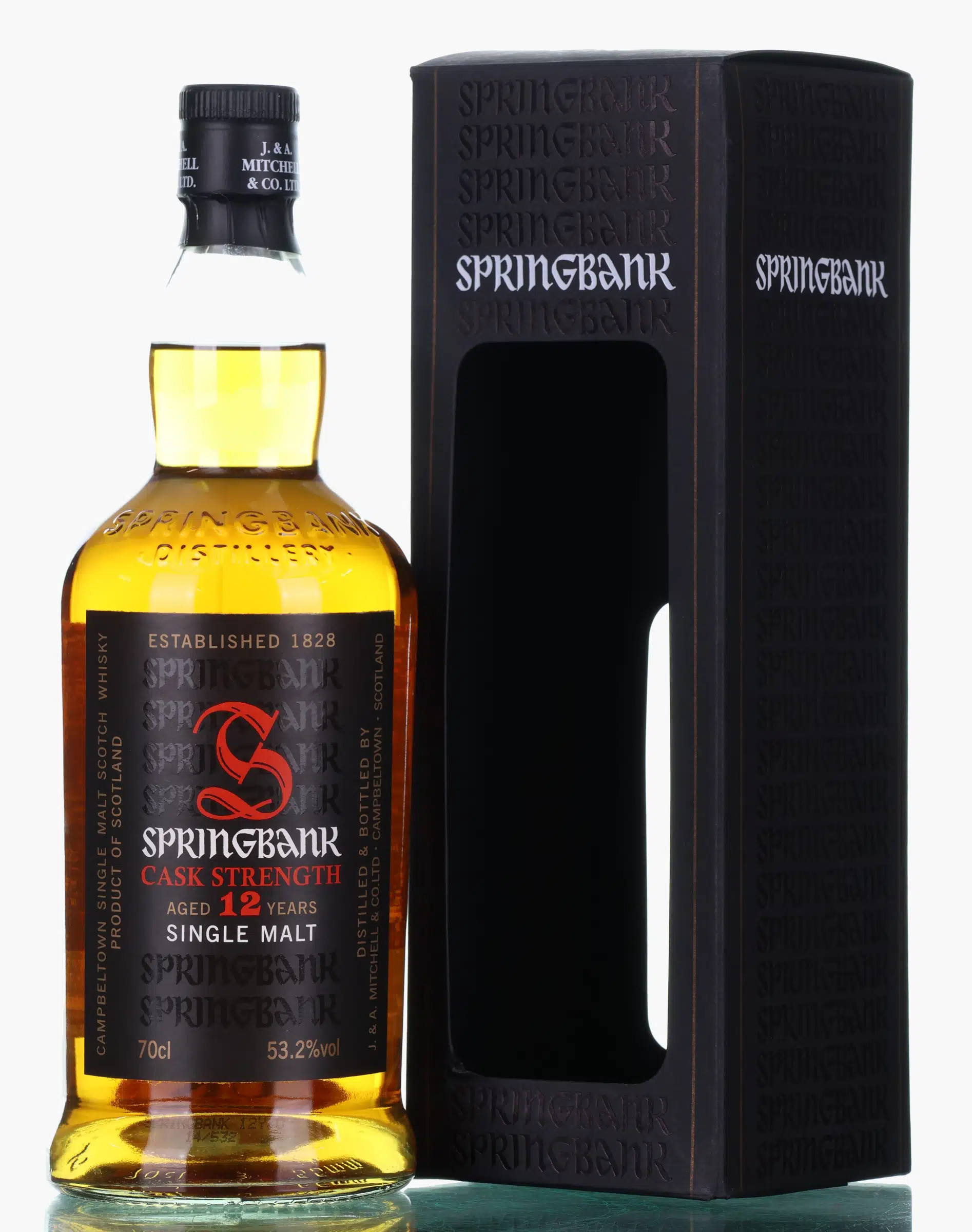 Springbank Cask Strength 12 Year Old, Sherry & Bourbon Cask, Batch No. 10, 2014, 53.2% whisky bottle