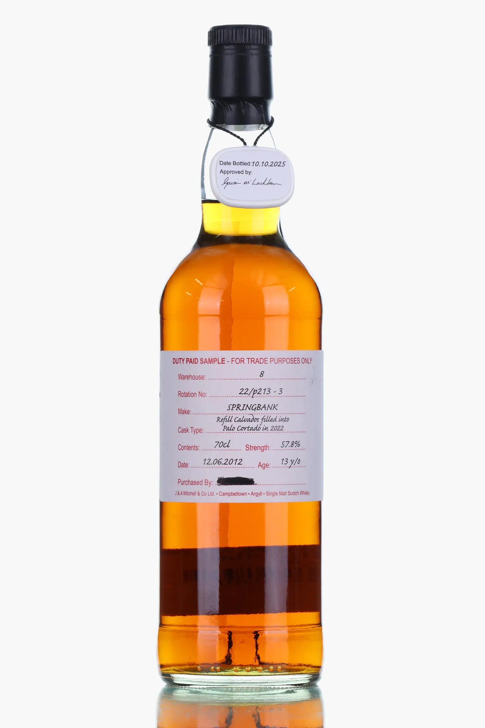 Springbank 13 2012 2025 Duty Paid Sample Refill Calvados Palo Cortado