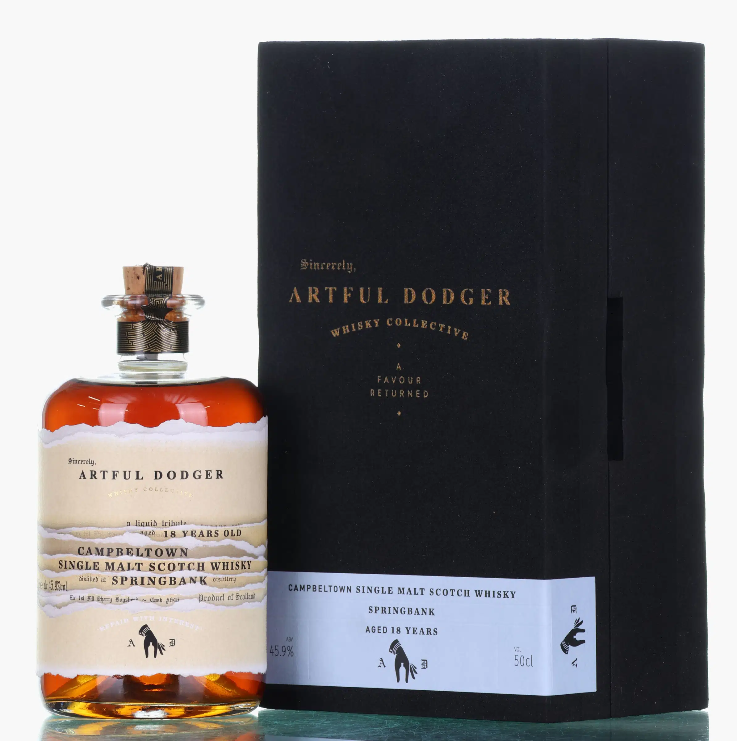 Springbank Artful Dodger 18 Year Old, Sherry Hogshead Cask, Cask #646, 2000, Artful Dodger Whisky Collective, 45.9% whisky bottle