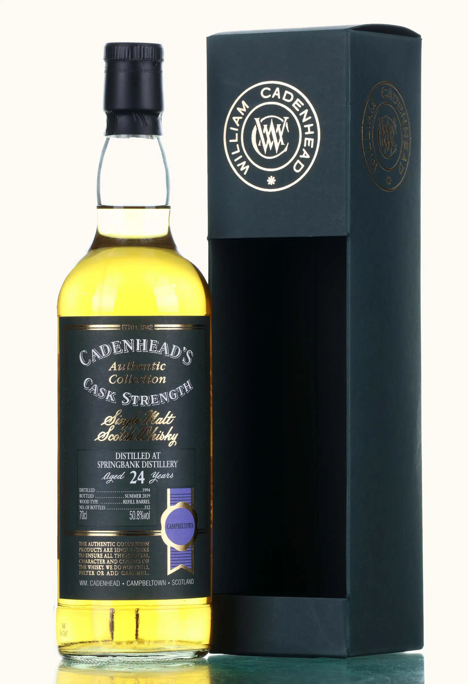 Springbank 1994 24 Year Old Cadenhead's, Refill Barrel Cask, 1994, Cadenhead's, 50.8% whisky bottle