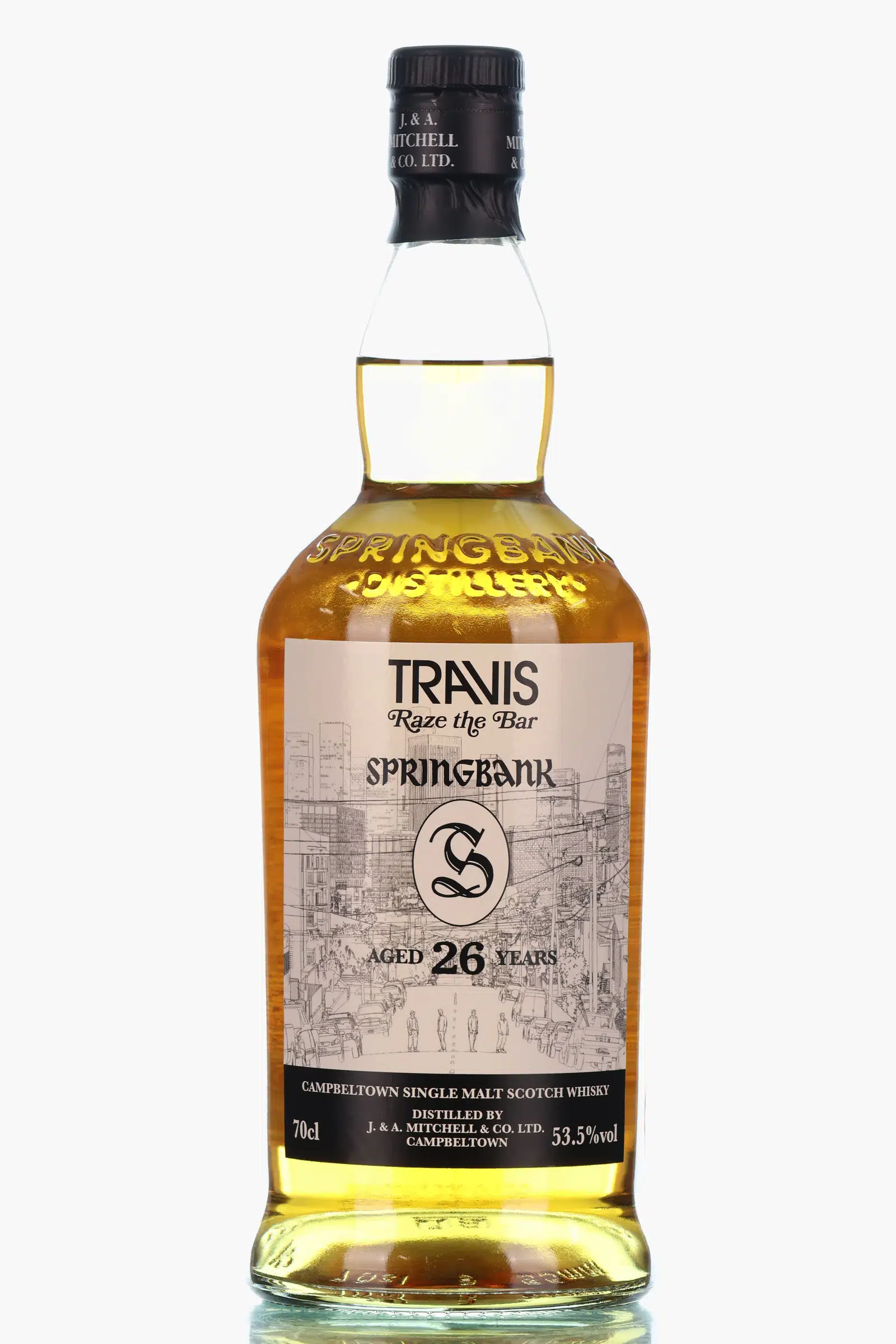 Springbank Travis Raze The Bar 26 Year Old, Refill Bourbon Hogshead Cask, 2024, 53.5% whisky bottle