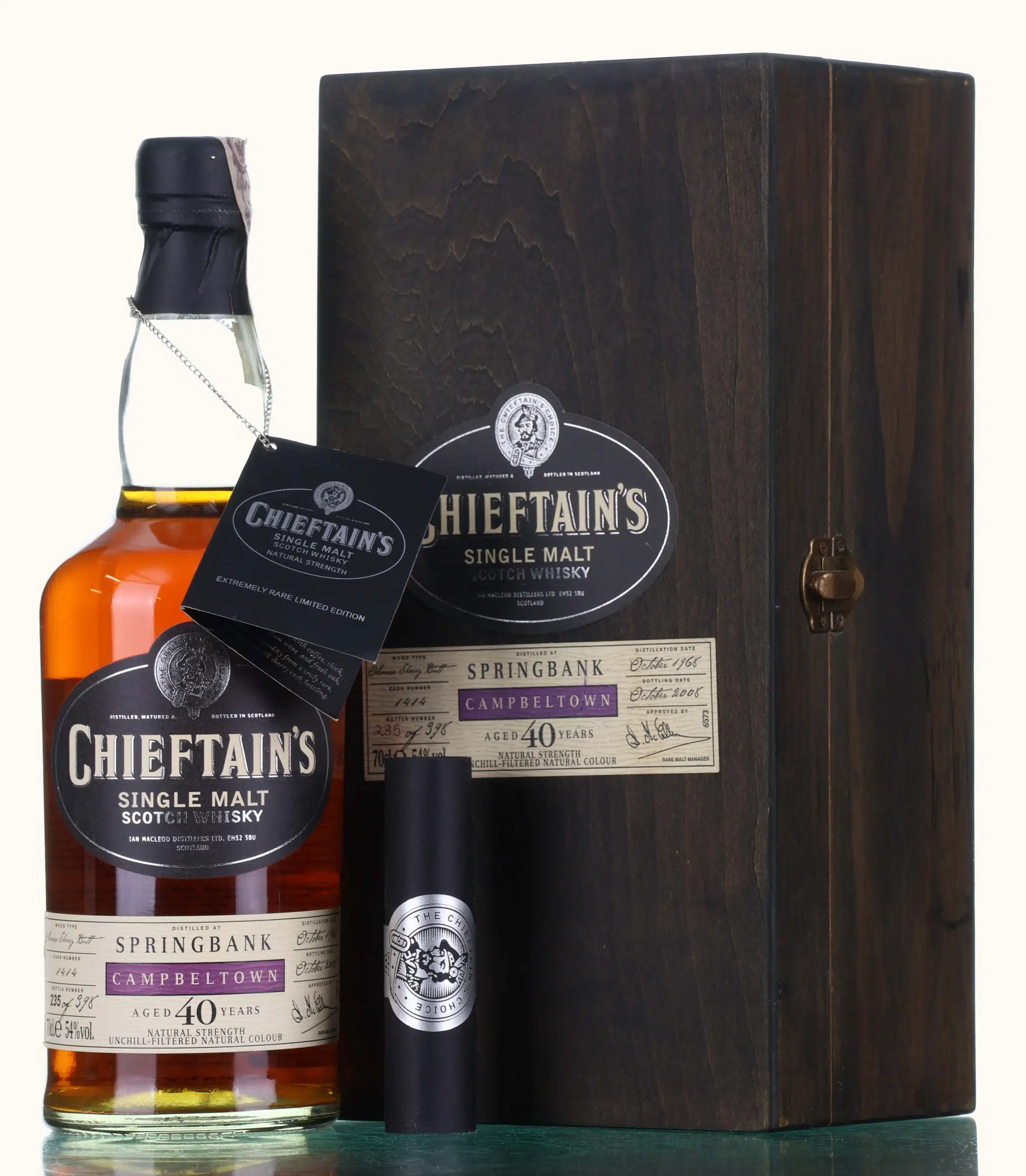 Springbank Chieftain's Choice 40 Year Old, Oloroso Sherry Cask, Cask #1414, 1968, Ian Macleod, 54% whisky bottle