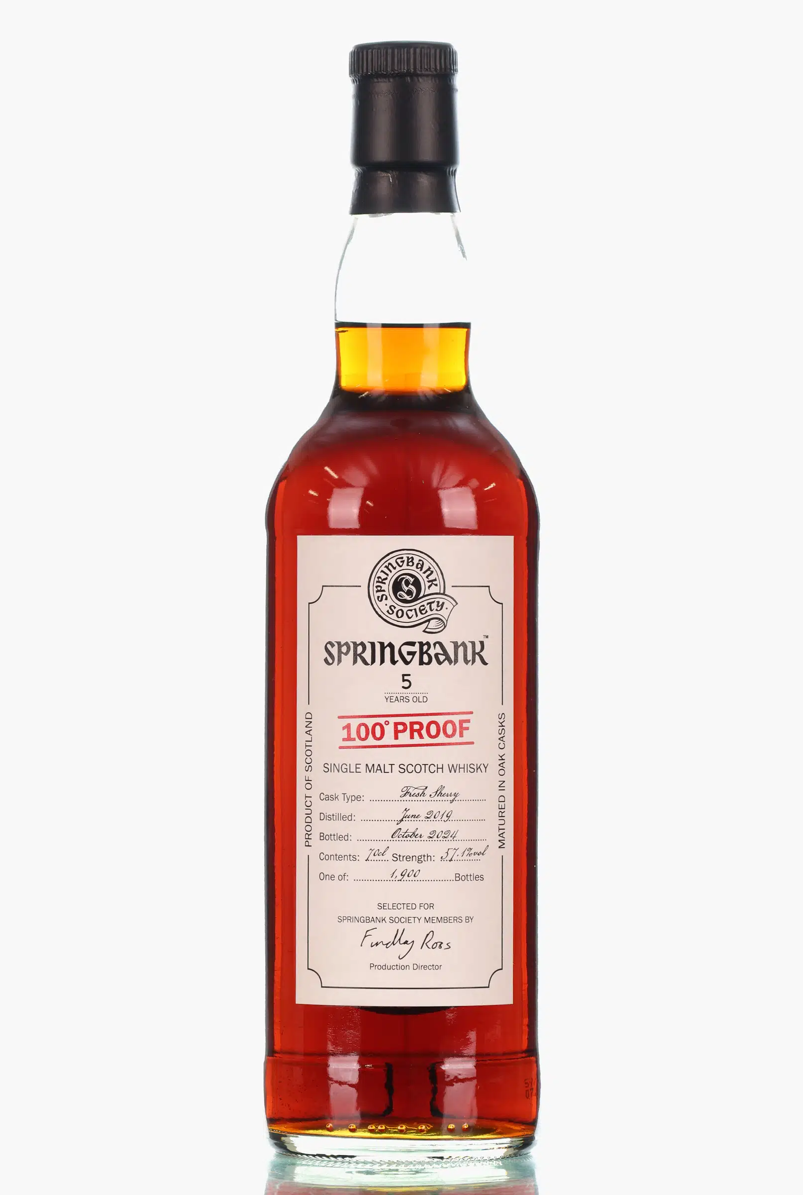 Springbank 100º Proof Society Bottling 5 Year Old, Sherry Cask, 2024, 57.1% whisky bottle