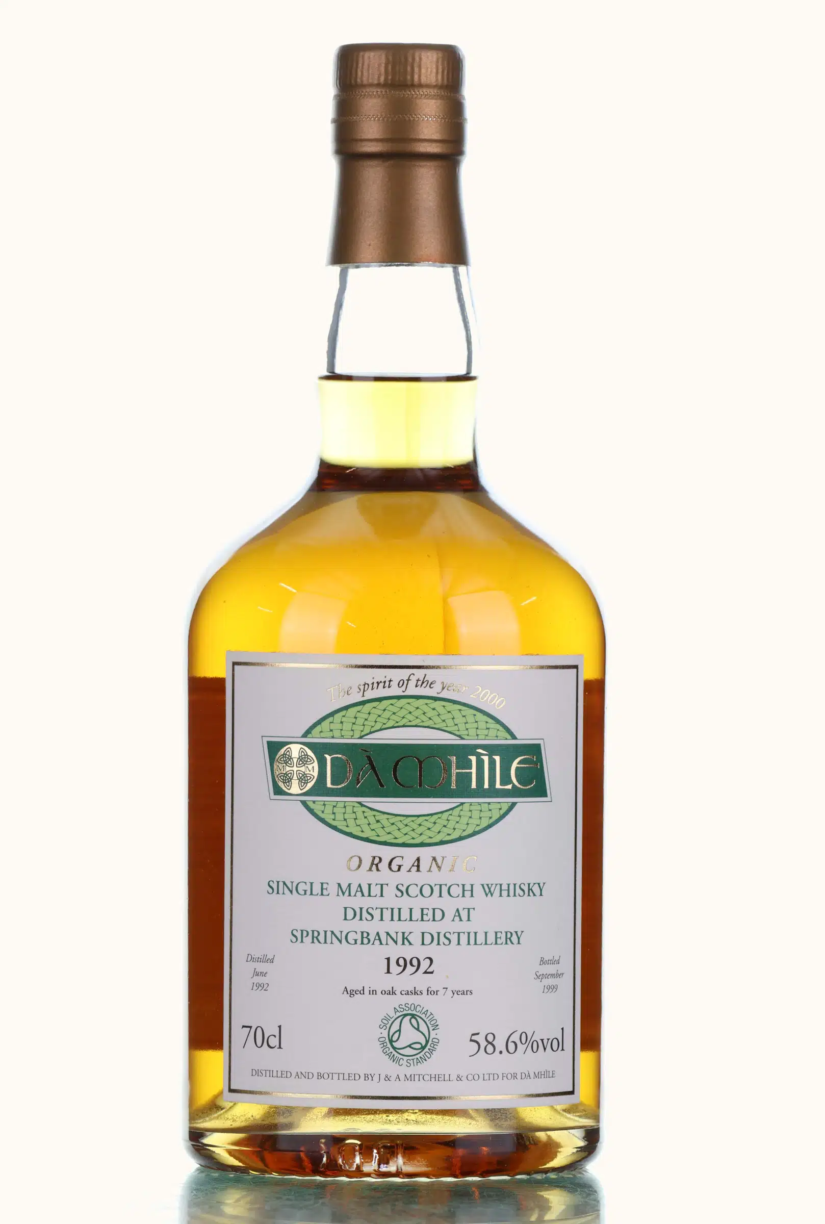Springbank Dà Mhìle Organic 7 Year Old, Sherry Cask, 1992, Dà Mhìle, 58.6% whisky bottle