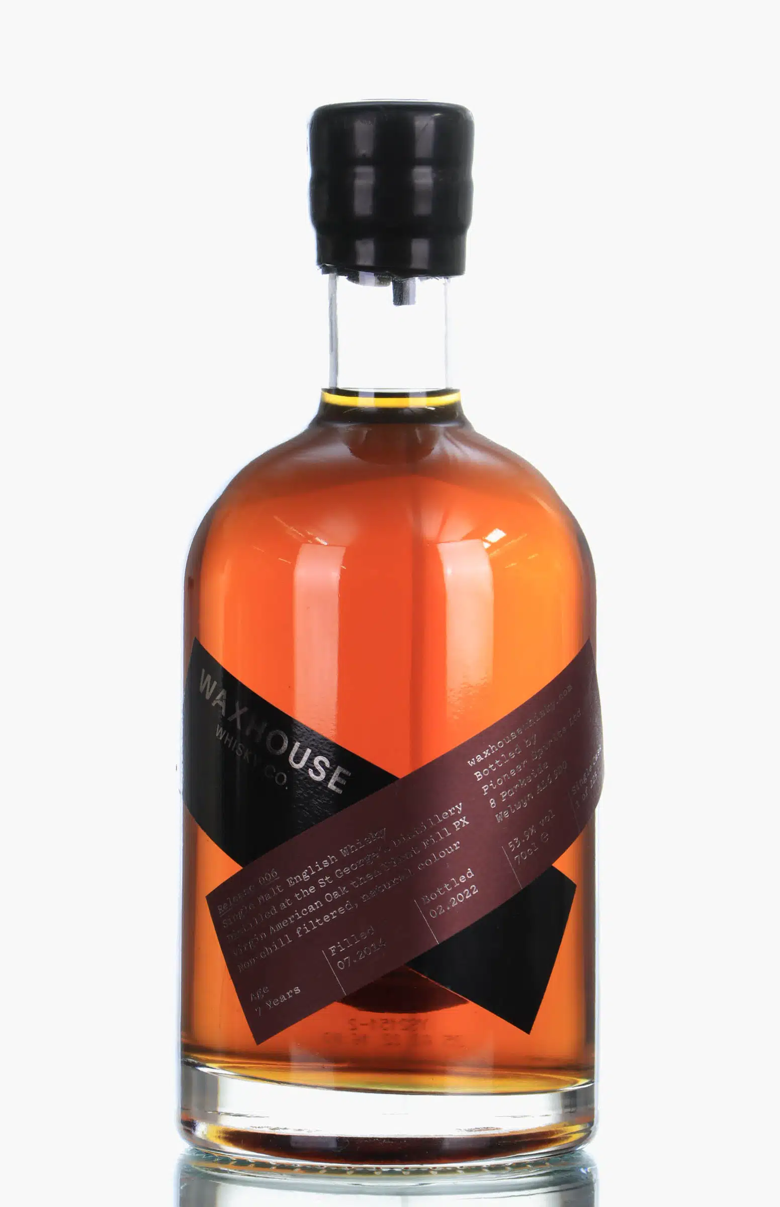 St George's Waxhouse Single Cask 7 Year Old, Virgin American Oak & Pedro Ximenez Cask, 2014, Waxhouse, 53.9% whisky bottle