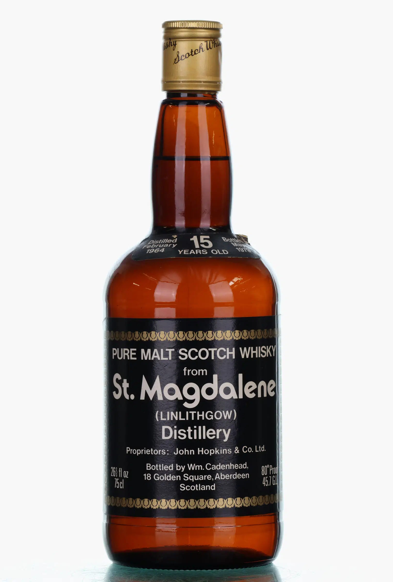 St. Magdalene Pure Malt 15 Year Old, 1964, Wm. Cadenhead, 45.7% whisky bottle