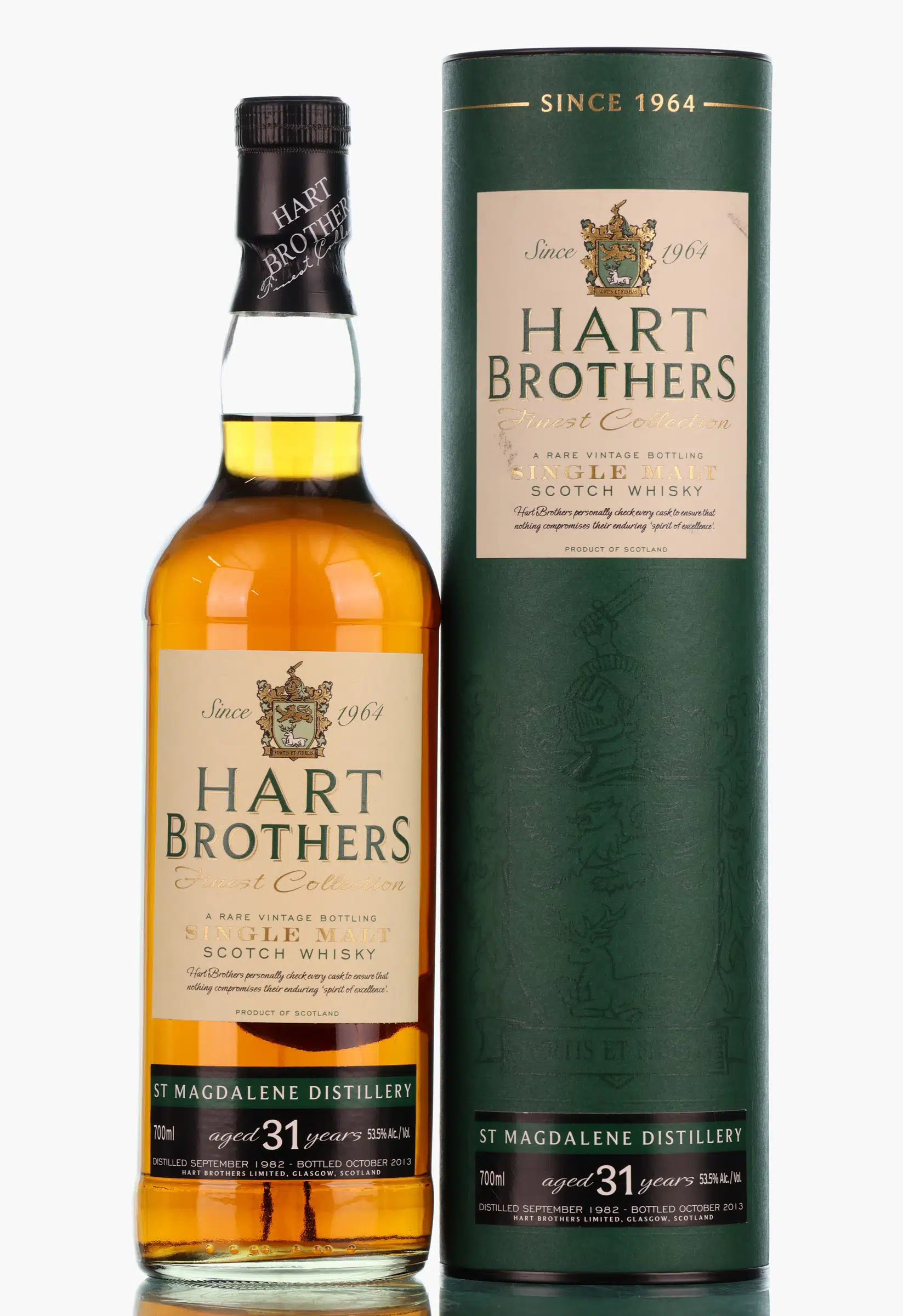 St Magdalene Finest Collection 31 Year Old, Refill American Oak Hogshead Cask, 1982, Hart Brothers, 53.5% whisky bottle