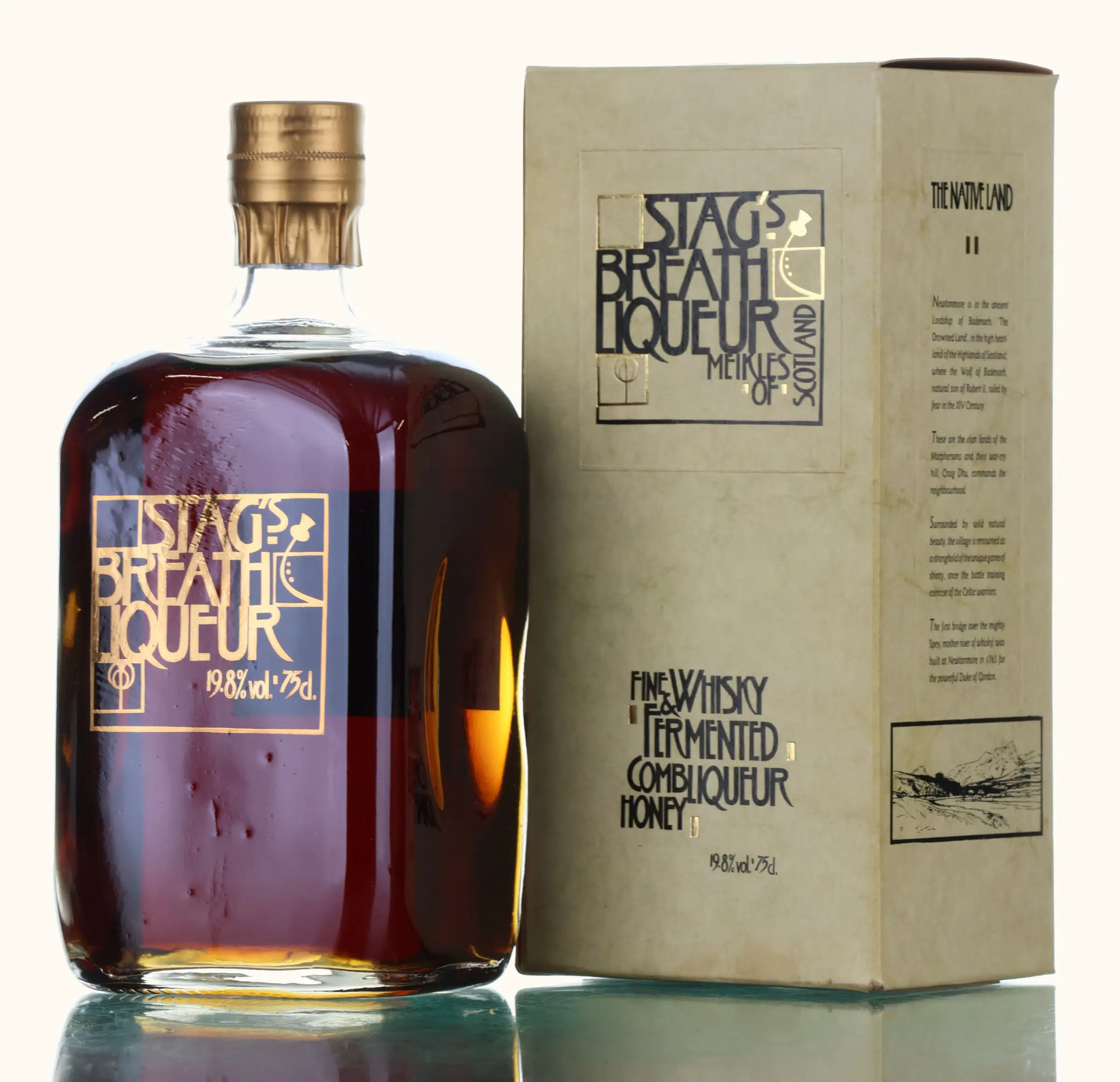 Stag's Breath Liqueur, 19.8% whisky bottle