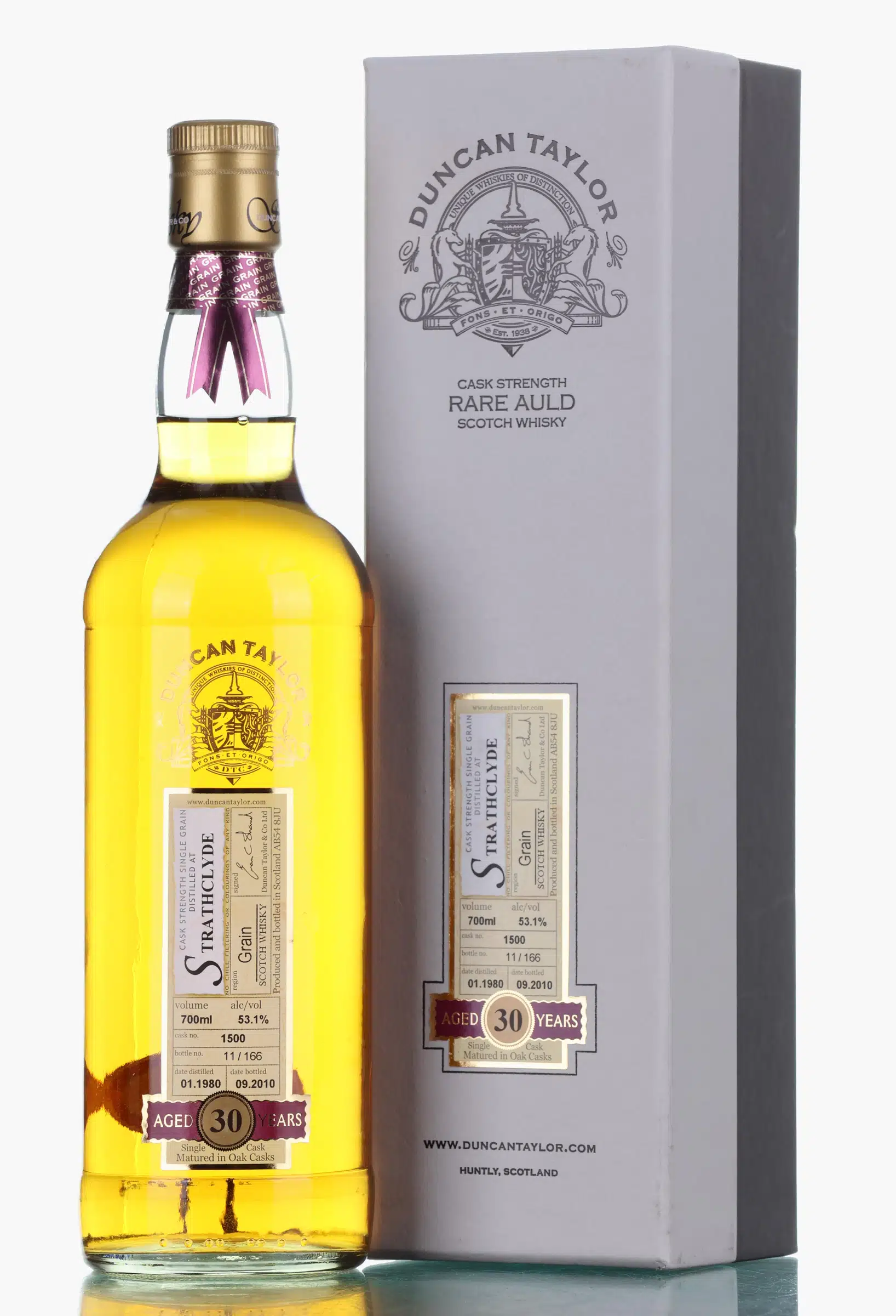 Strathclyde Rare Auld 30 Year Old, Oak Cask, Cask #1500, 1980, Duncan Taylor, 53.1% whisky bottle