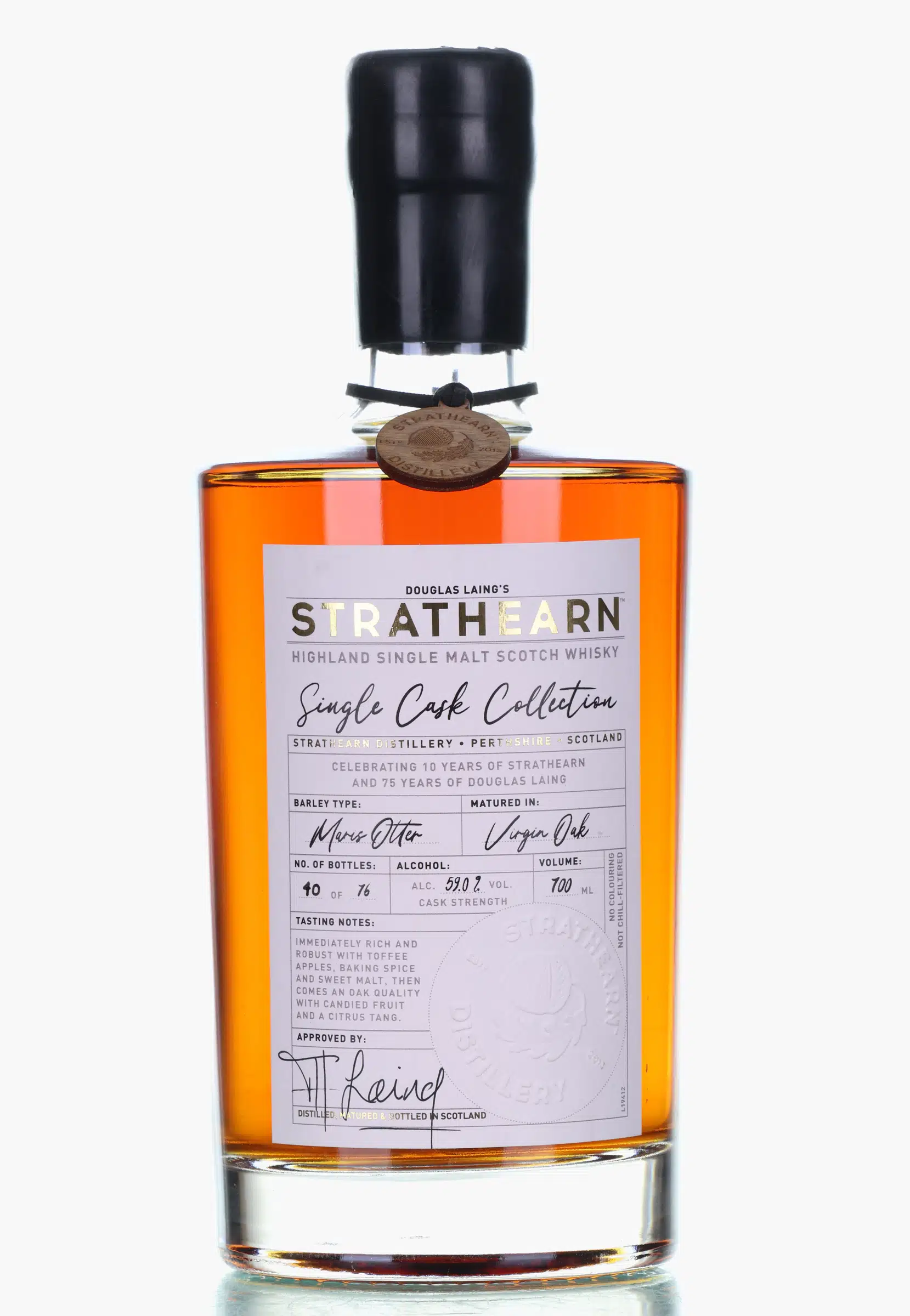 Strathearn Single Cask Collection 10 Years of Strathearn / 75 Years of Douglas Laing, Virgin Oak Cask, 2017, Douglas Laing, 59% whisky bottle