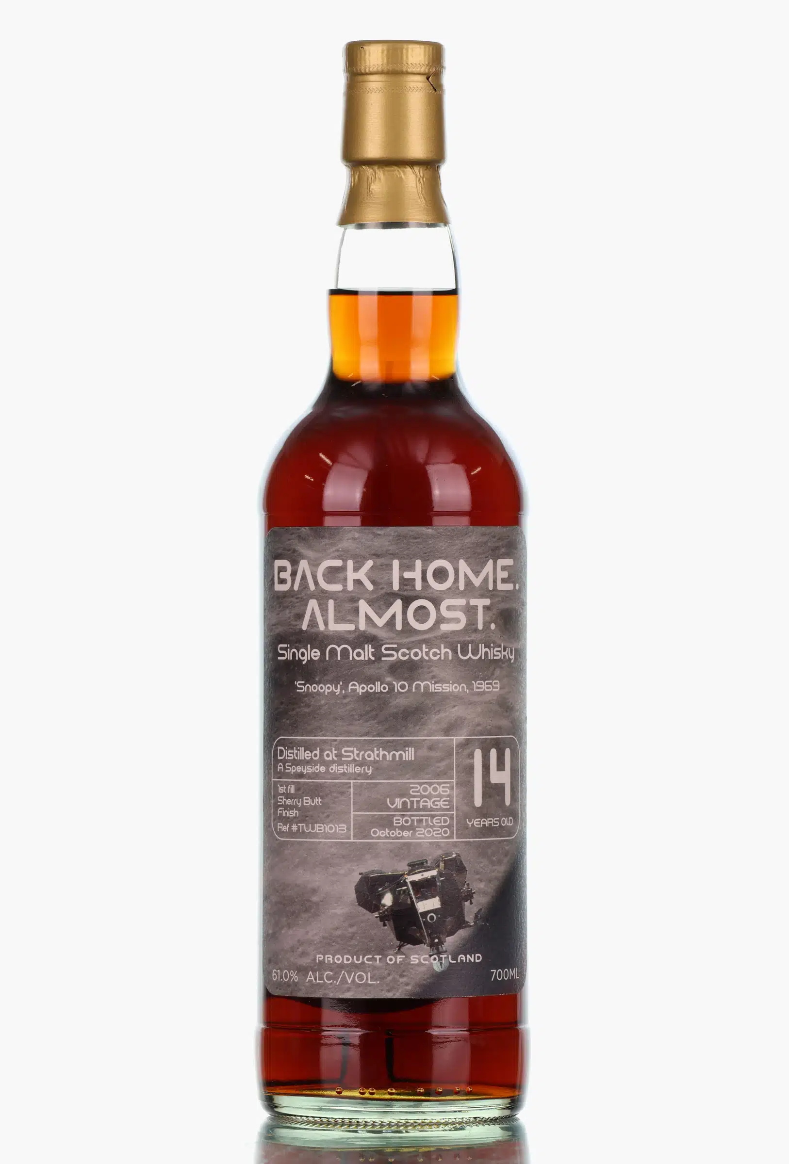 Strathmill 'Back Home Almost' Apollo 10 - Signatory TWB Exclusive 14 Year Old, Bourbon & Sherry Cask, Cask No. TWB1013, 2006, Signatory Vintage, 61% whisky bottle