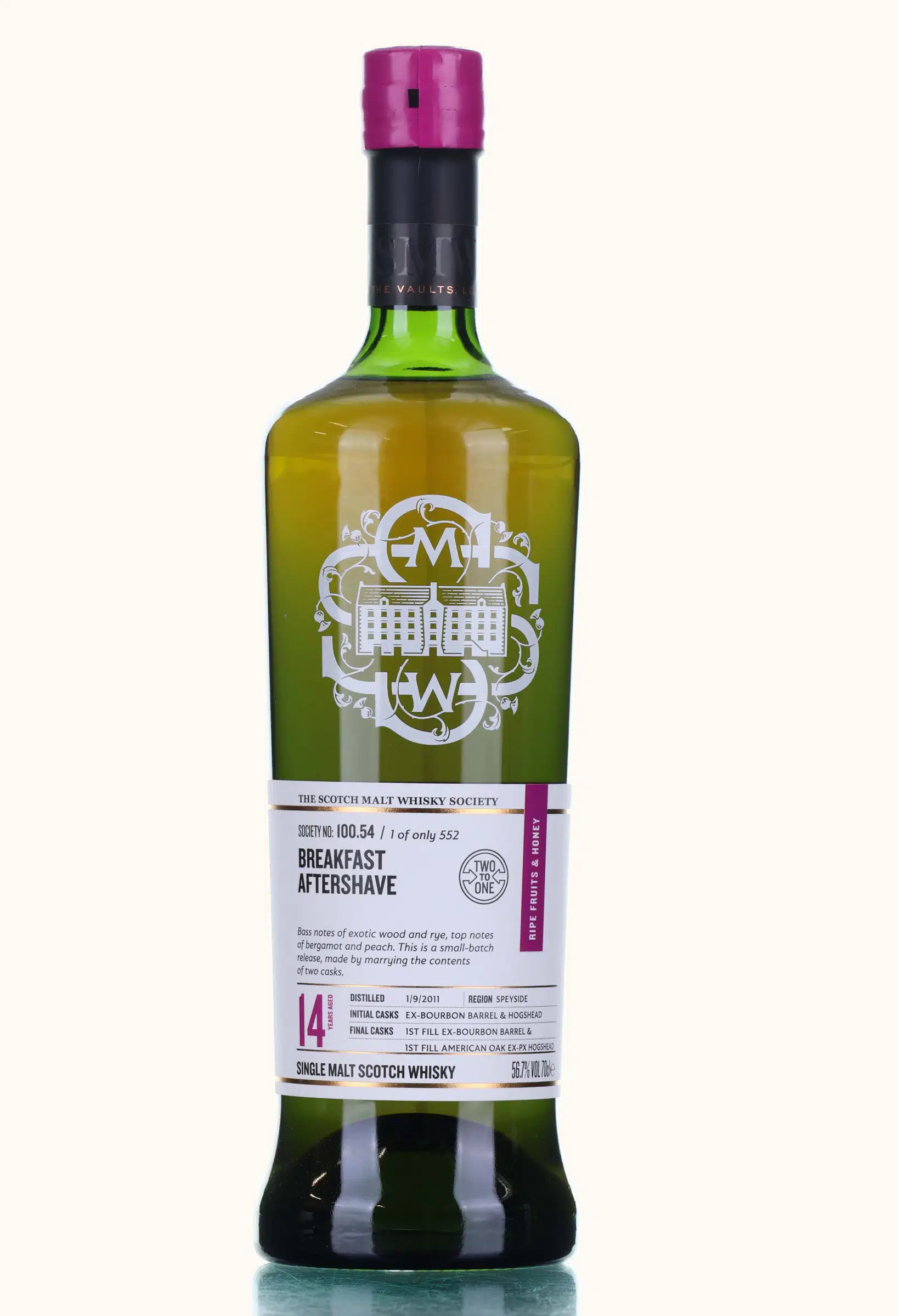 Strathmill Breakfast Aftershave 14 Year Old, Bourbon & PX Sherry Cask, Cask #100.54, 2011, The Scotch Malt Whisky Society, 56.7% whisky bottle