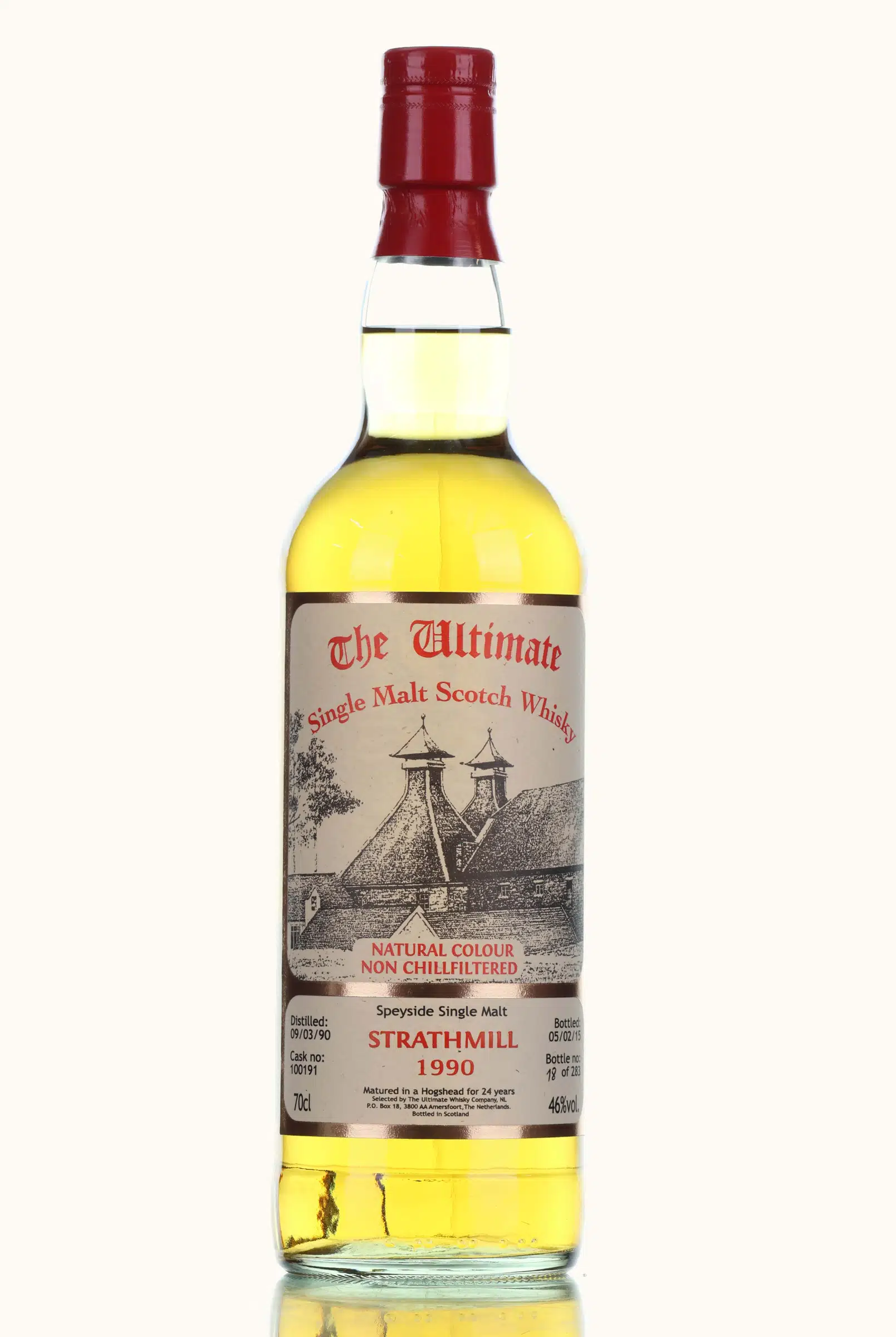 Strathmill The Ultimate 24 Year Old, Hogshead Cask, Cask #100191, 1990, The Ultimate Whisky Company, 46% whisky bottle